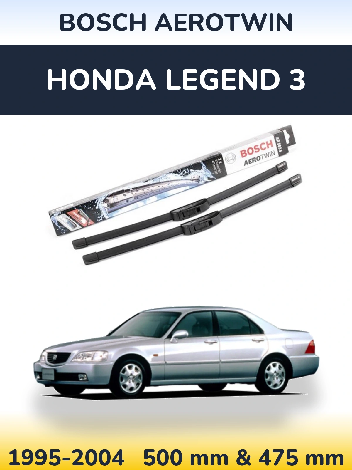 Komplet przednich wycieraczek BOSCH AeroTwin 500 & 475 mm do Honda Legend 3 1995-2004