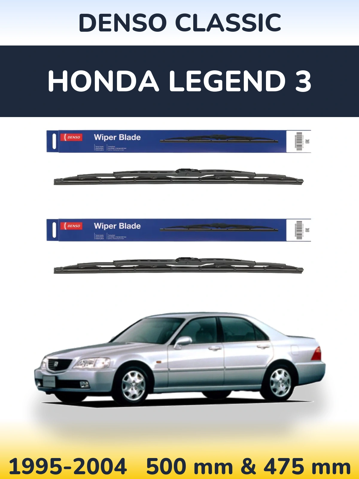 Komplet przednich wycieraczek Denso Classic 500 & 475 mm do Honda Legend 3 1995-2004