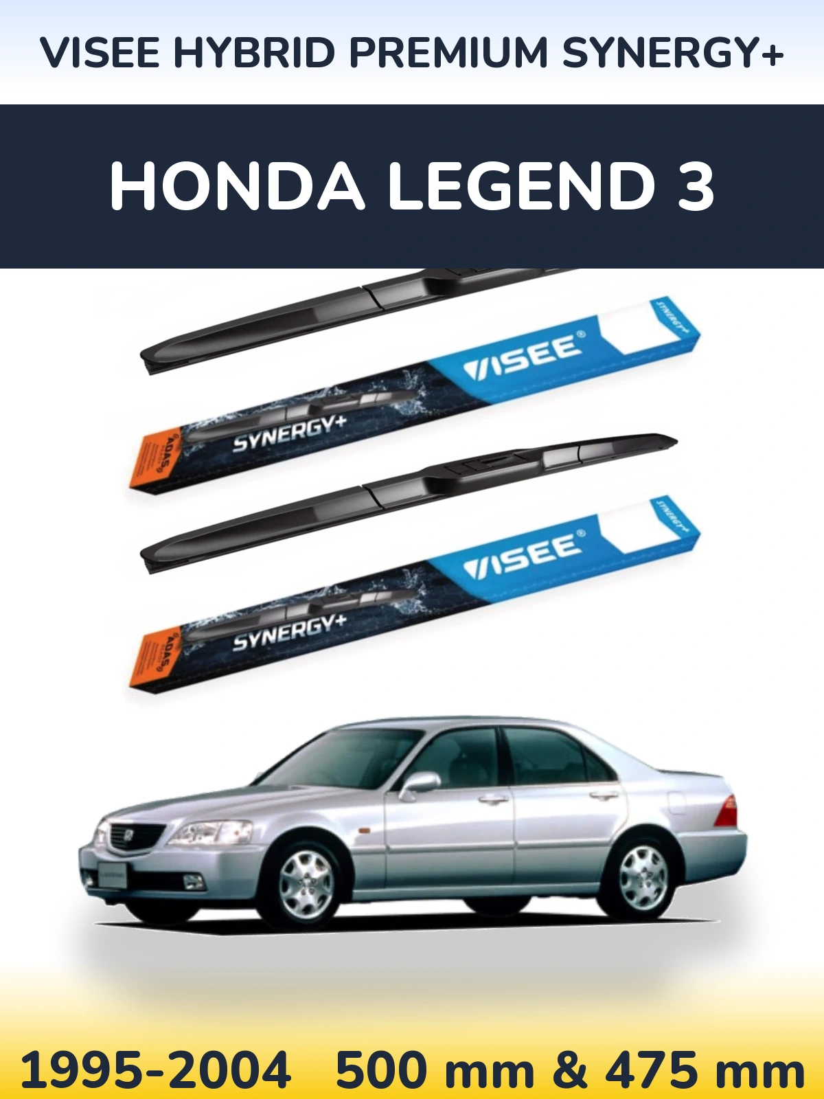 Комплект передних дворников VISEE HYBRID PREMIUM SYNERGY+ 500 & 475 мм для Honda Legend 3 1995-2004