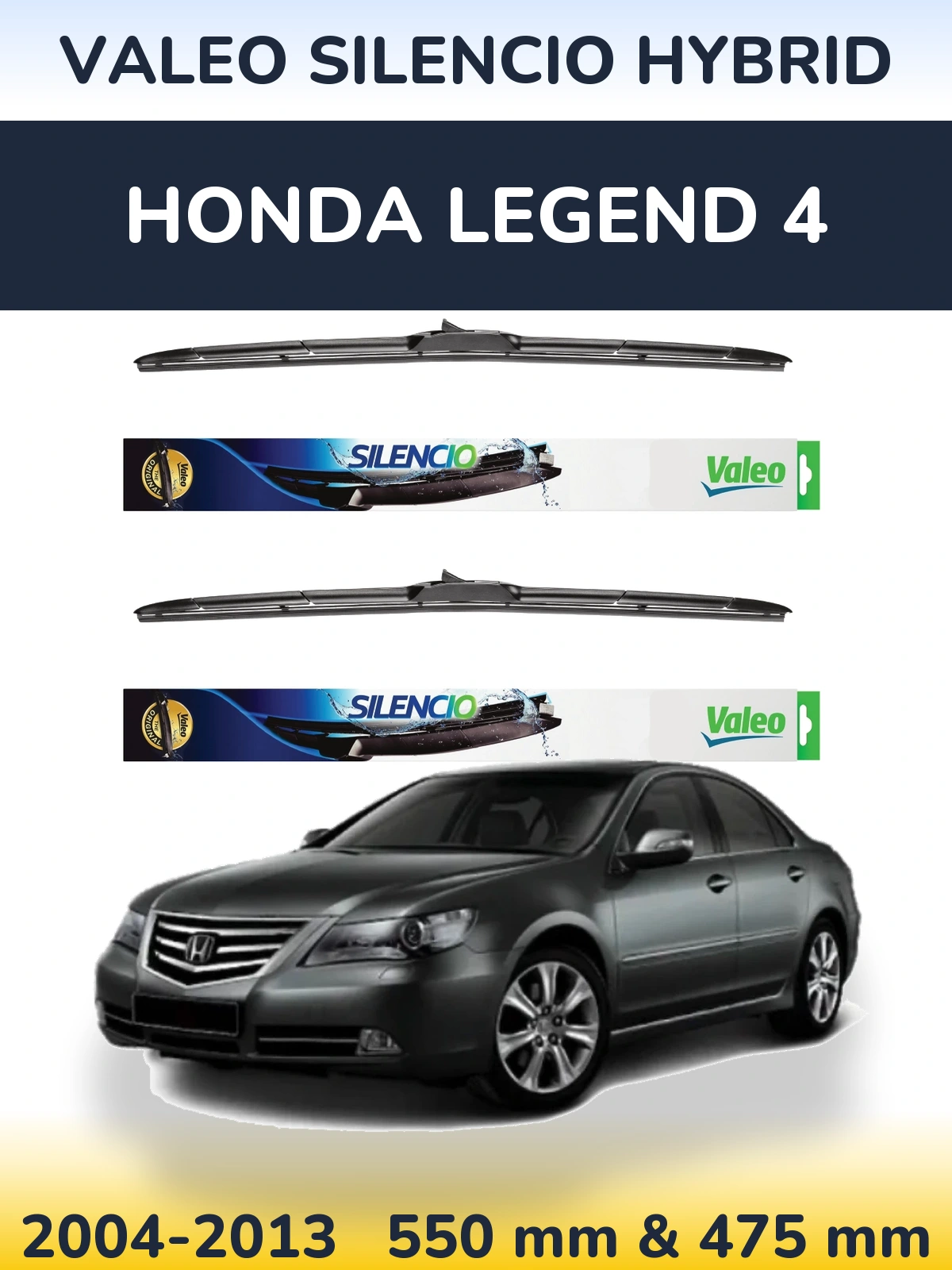 Комплект передних дворников Valeo Silencio Hybrid 550 & 475 мм для Honda Legend 4 2004-2013