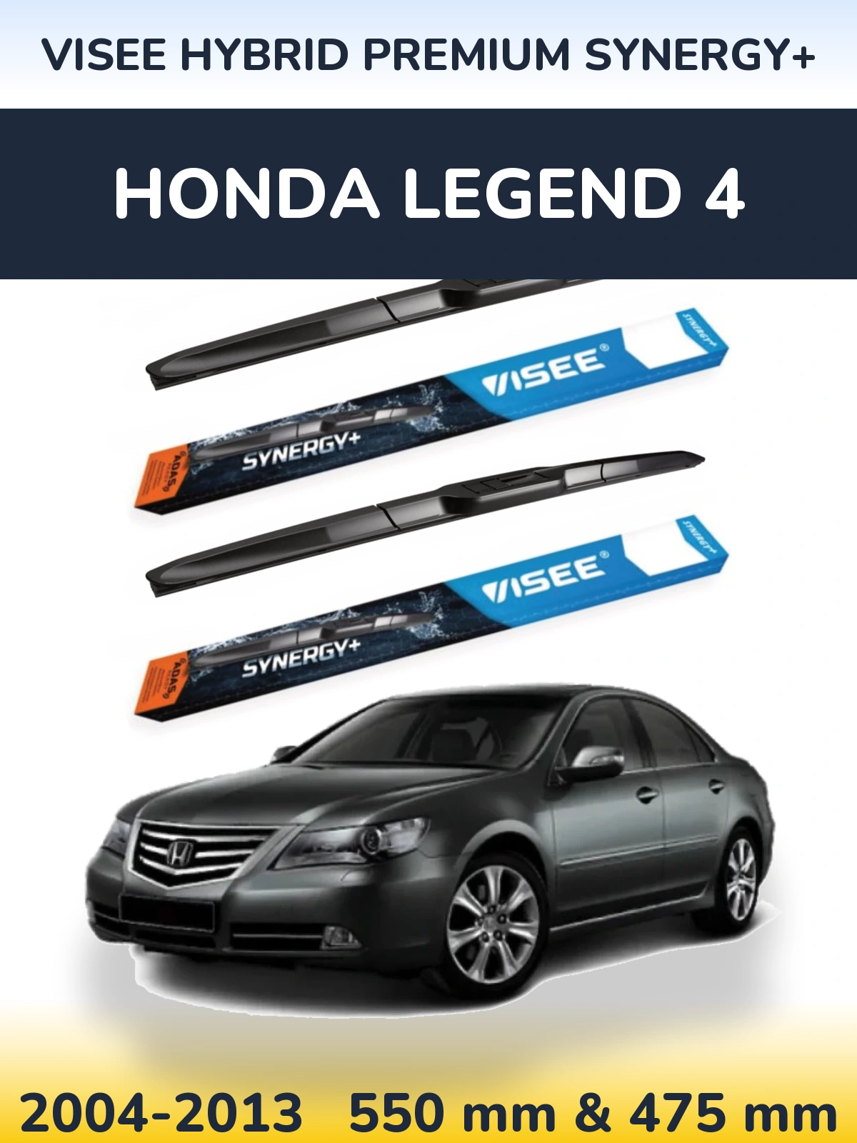Front wiper blade set VISEE HYBRID PREMIUM SYNERGY+ 550 & 475 mm for Honda Legend 4 2004-2013