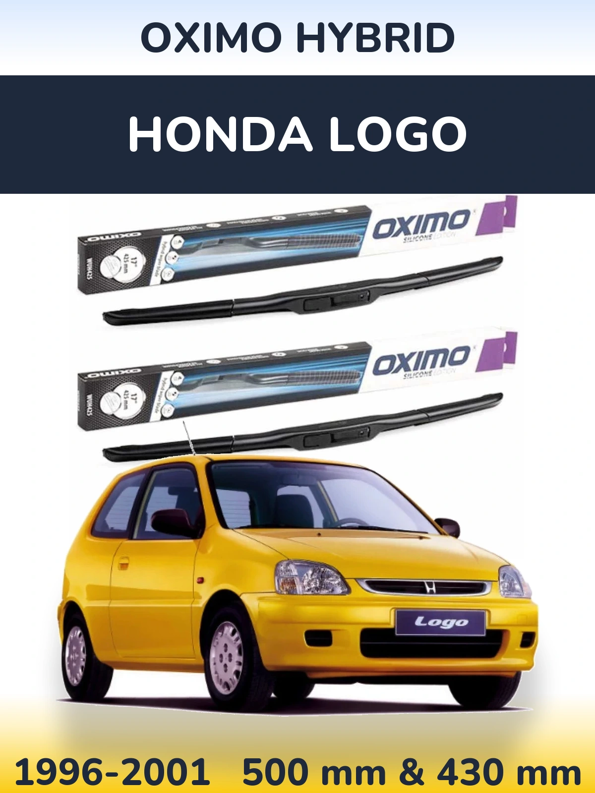 Комплект передних дворников Oximo Hybrid 500 & 430 мм для Honda Logo 1996-2001