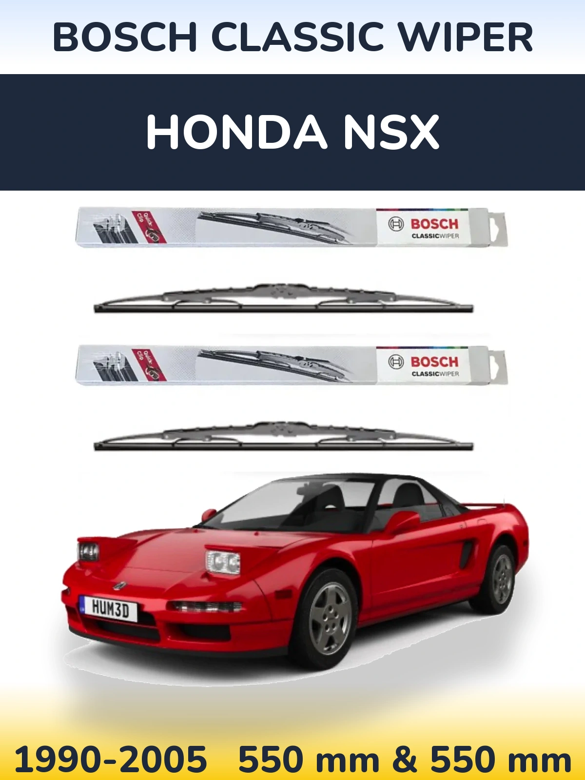 Комплект передніх щіток BOSCH Classic Wiper 550 & 550 мм для Honda NSX 1990-2005