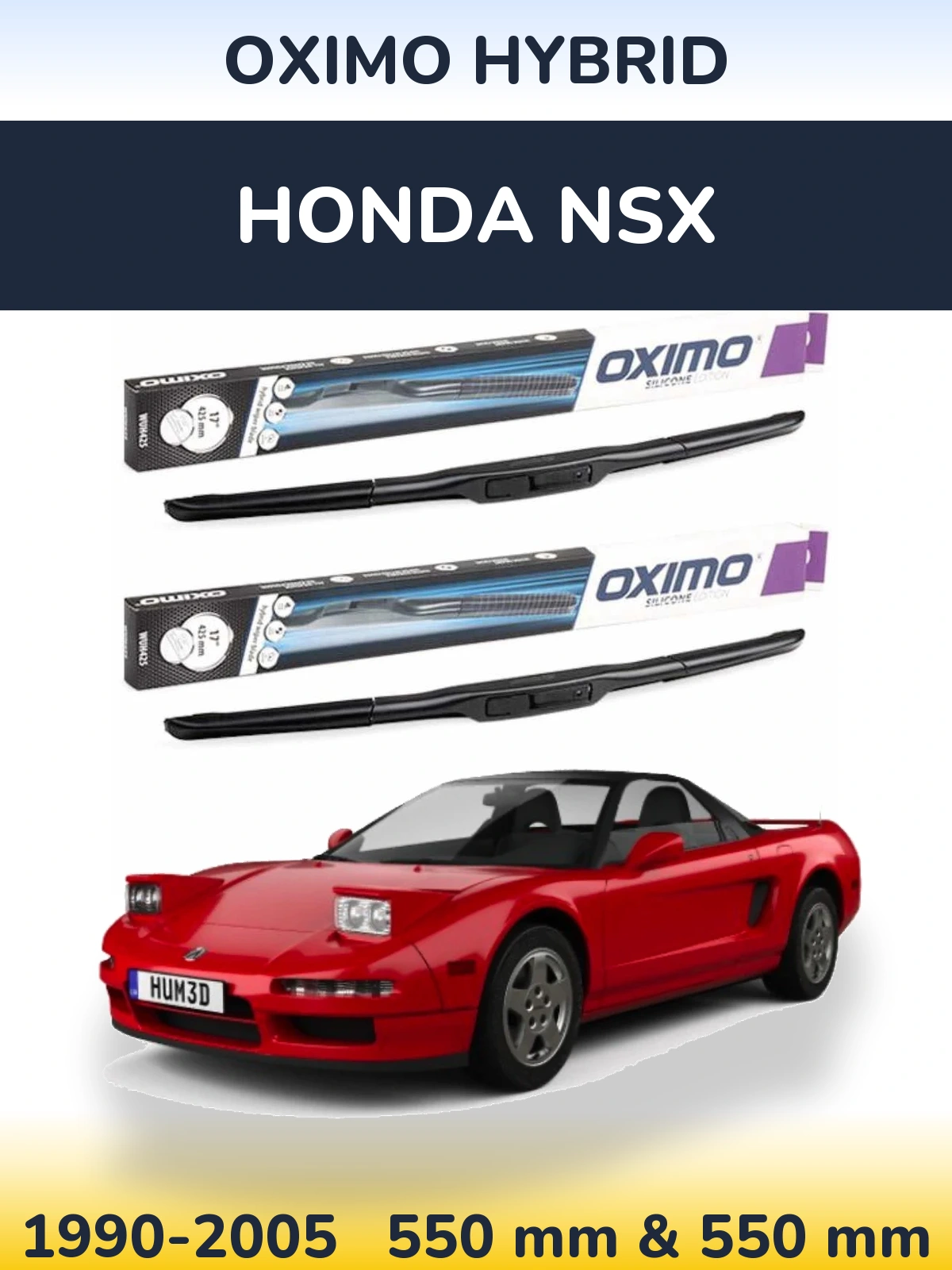 Комплект передніх щіток Oximo Hybrid 550 & 550 мм для Honda NSX 1990-2005