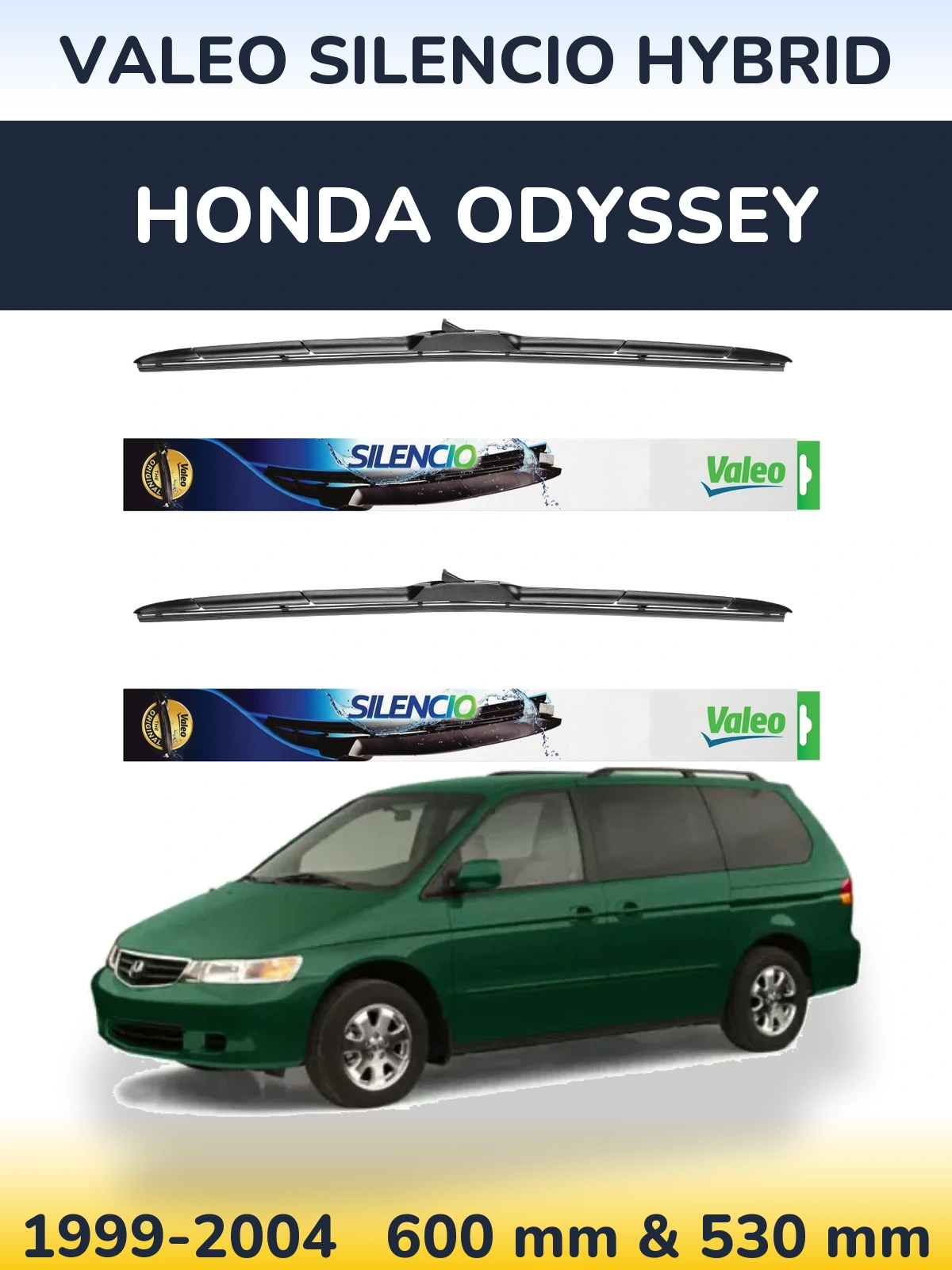 Комплект передних дворников Valeo Silencio Hybrid 600 & 530 мм для Honda Odyssey 1999-2004
