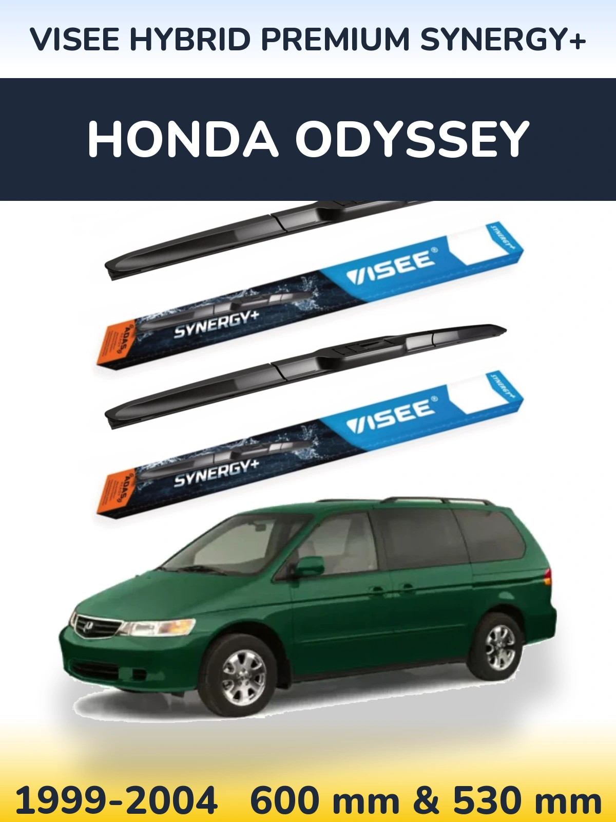 Komplet przednich wycieraczek VISEE HYBRID PREMIUM SYNERGY+ 600 & 530 mm do Honda Odyssey 2 1999-2004