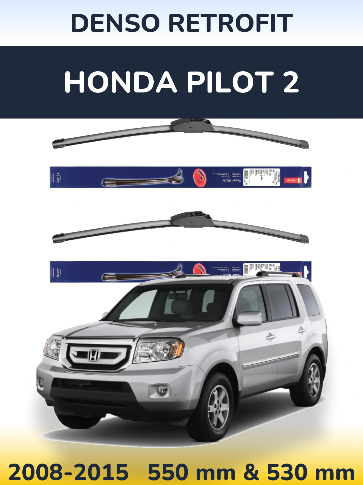 Комплект передних дворников Denso Retrofit 550 & 530 мм для Honda Pilot 2 2008-2015