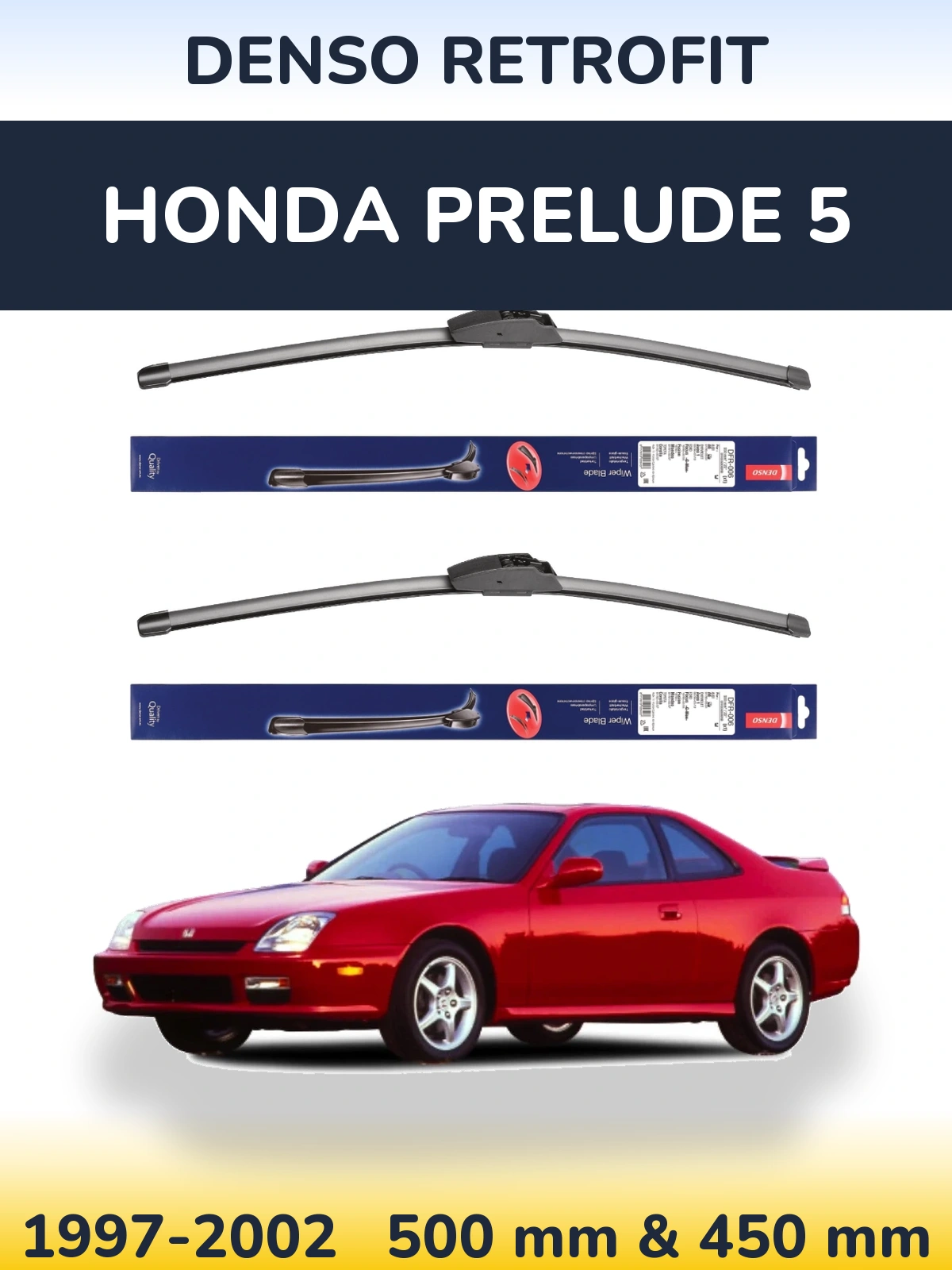 Komplet przednich wycieraczek Denso Retrofit 500 & 450 mm do Honda Prelude 5 1997-2002