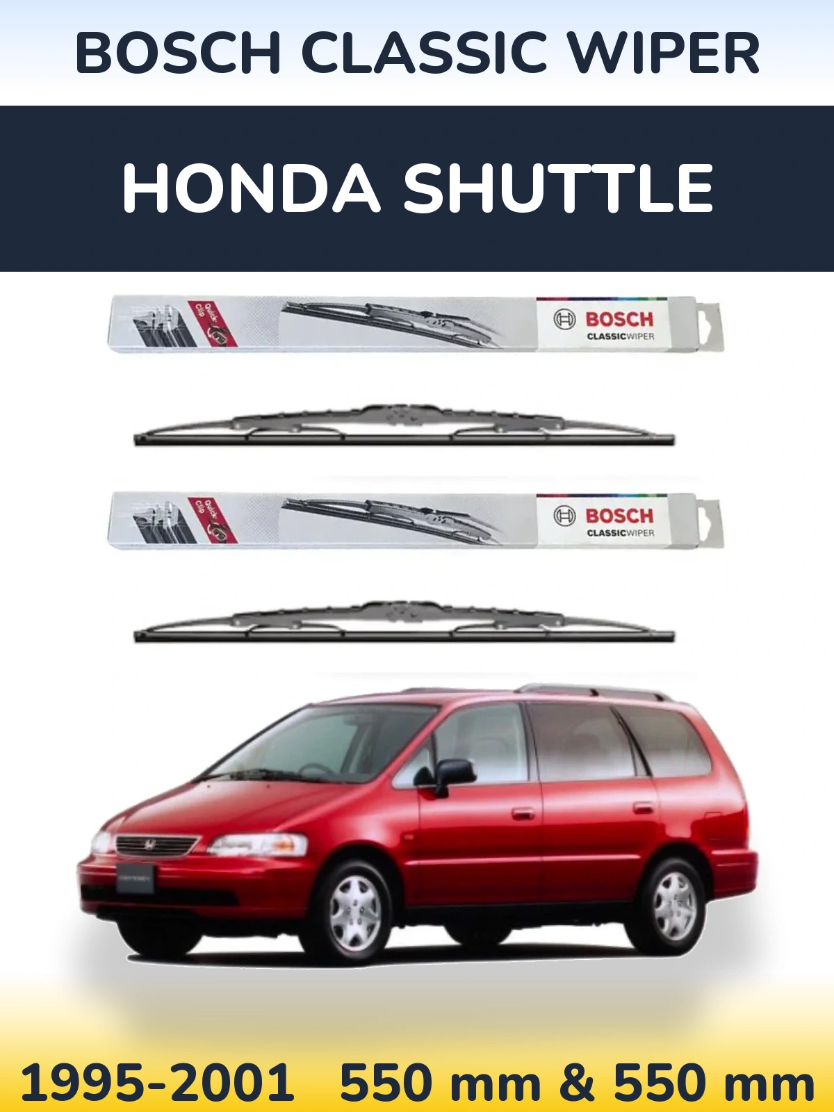 Комплект передних дворников BOSCH Classic Wiper 550 & 550 мм для Honda Shuttle 1995-2001
