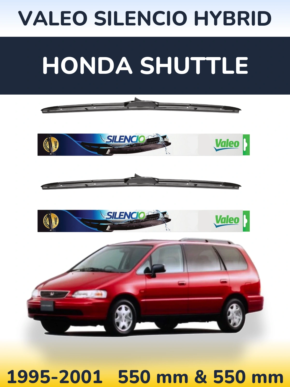 Комплект передних дворников Valeo Silencio Hybrid 550 & 550 мм для Honda Shuttle 1995-2001