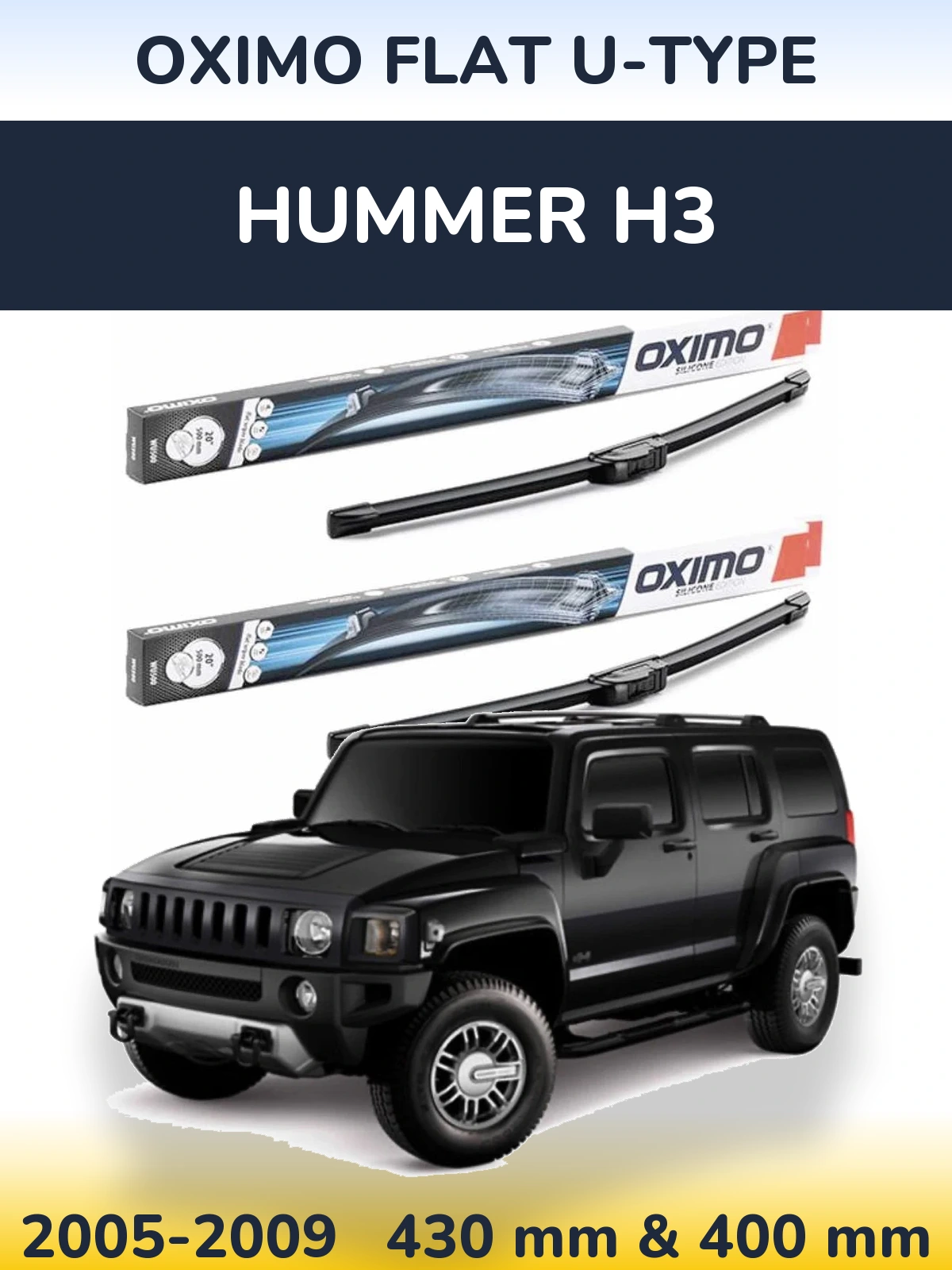 Komplet przednich wycieraczek Oximo Flat U-type 430 & 400 mm do Hummer H3 2005-2009