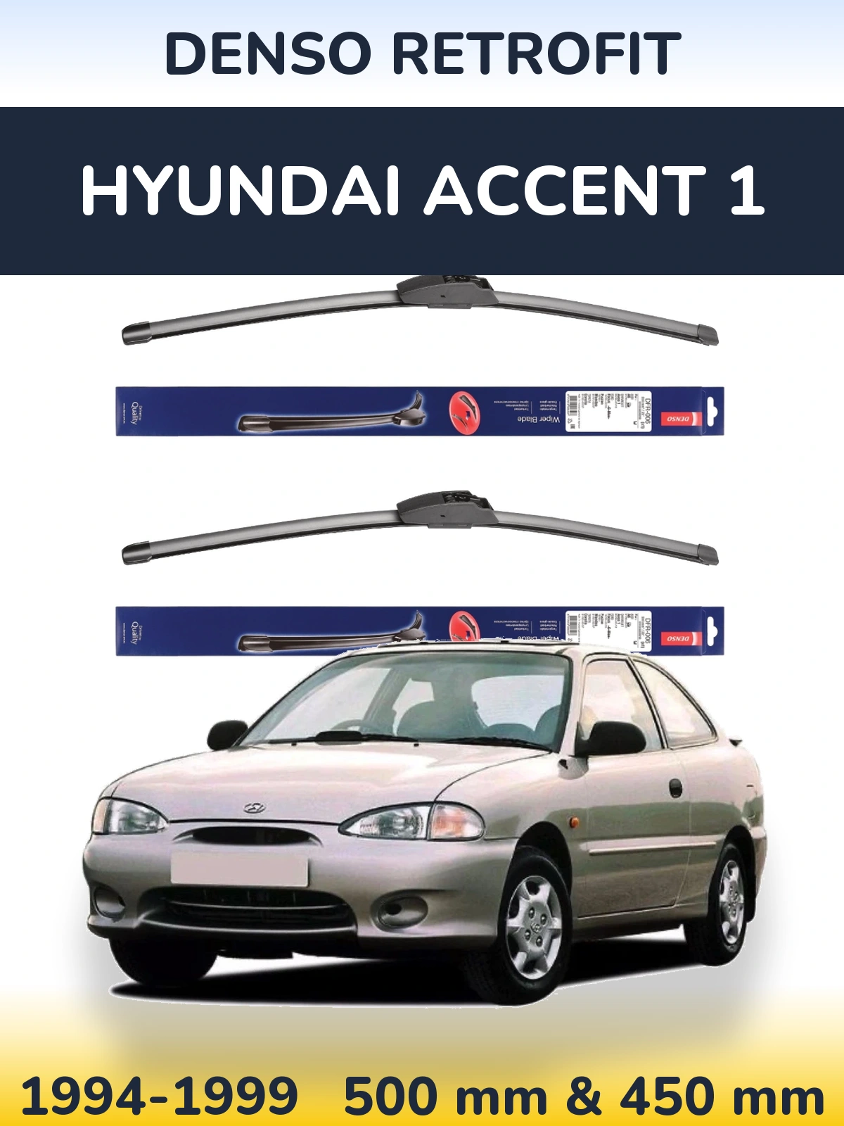 Комплект передних дворников Denso Retrofit 500 & 450 мм для Hyundai Accent 1 1994-1999