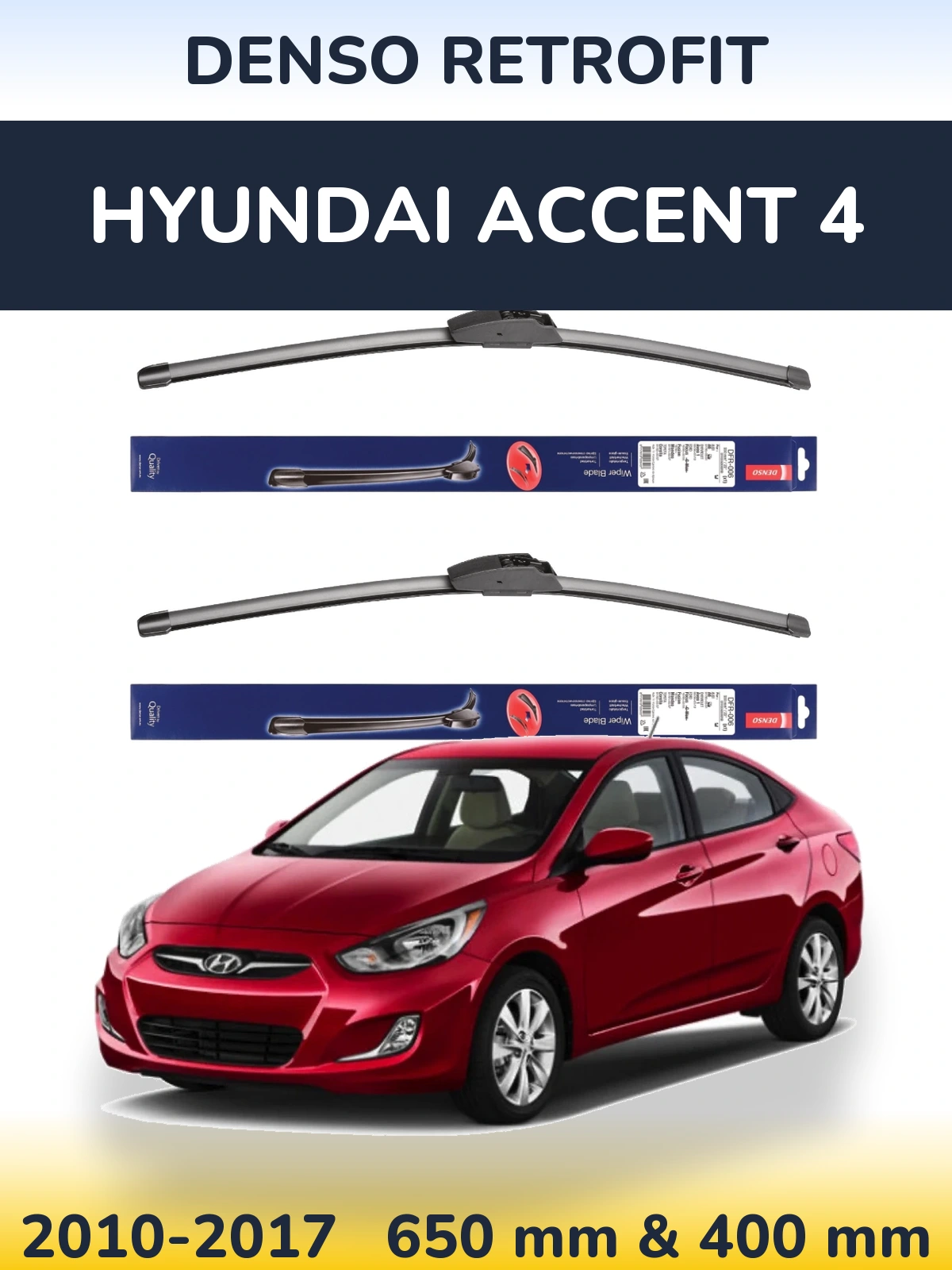 Комплект передних дворников Denso Retrofit 650 & 400 мм для Hyundai Accent 4 2010-2017