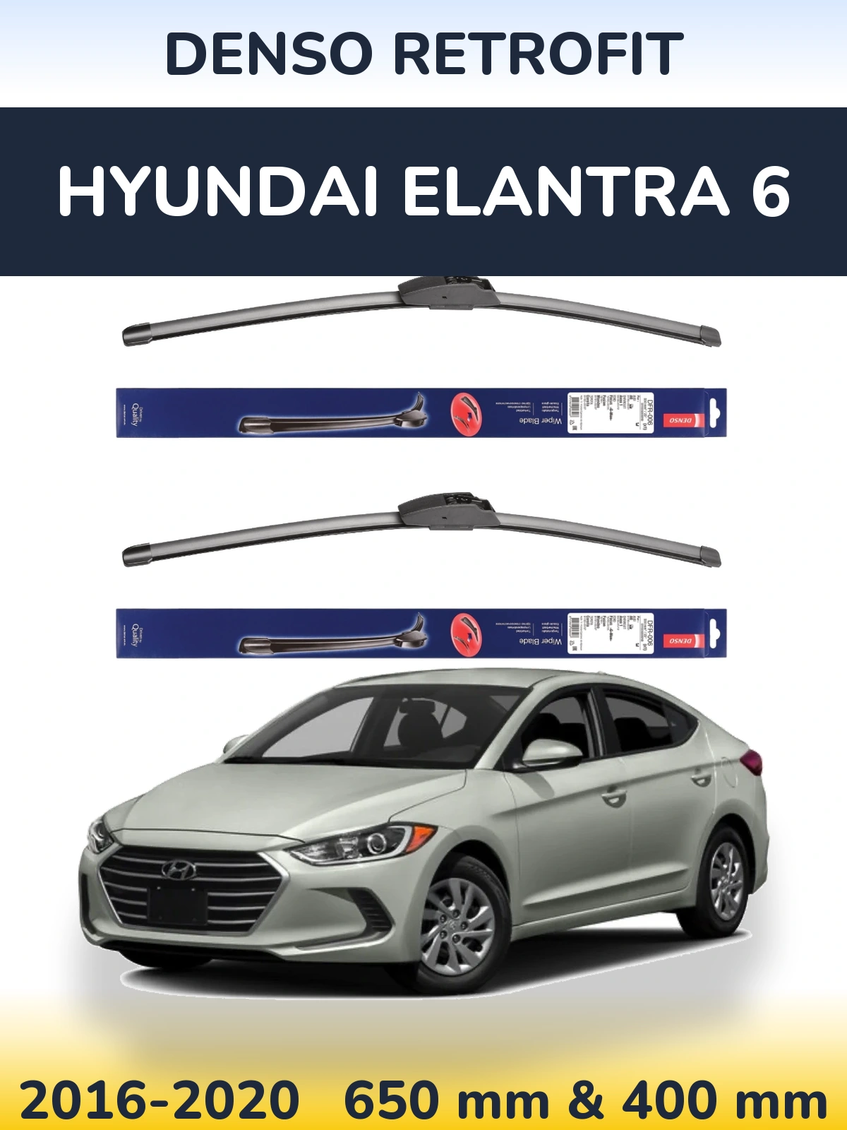 Комплект передних дворников Denso Retrofit 650 & 400 мм для Hyundai Elantra 6 2016-2020