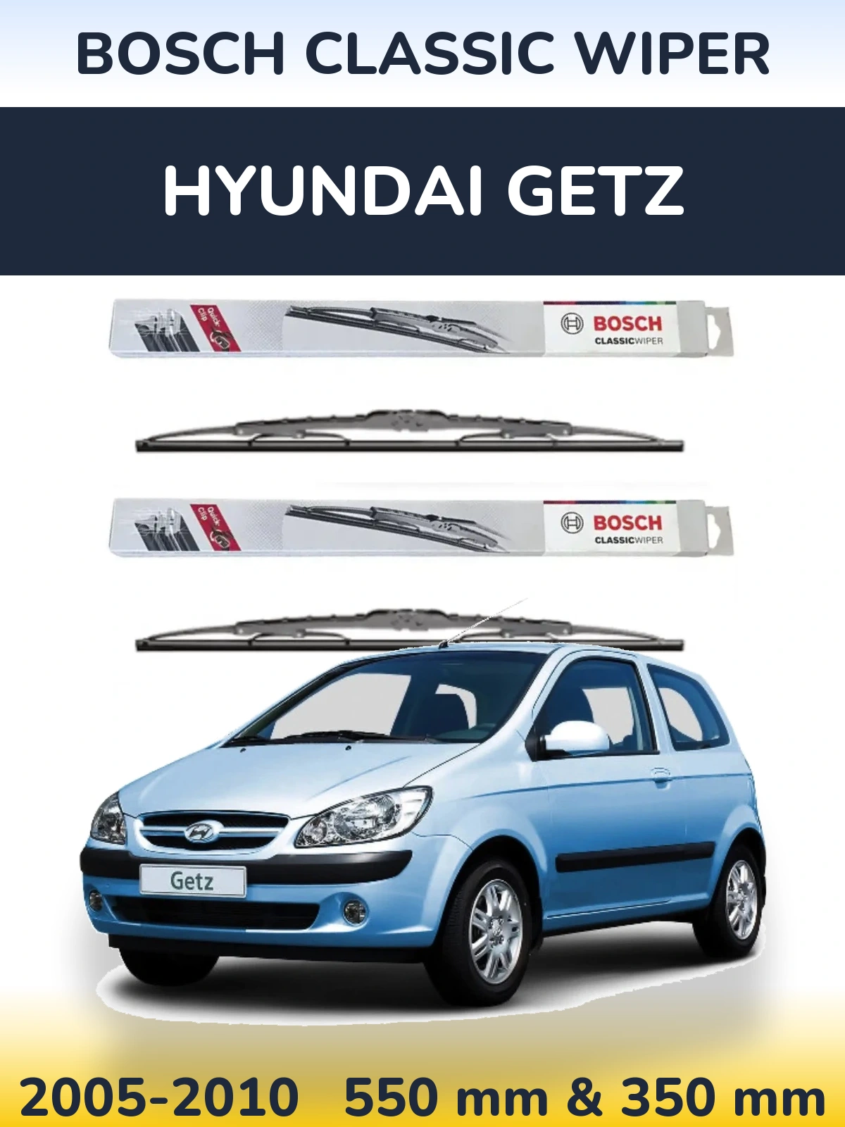 Komplet przednich wycieraczek BOSCH Classic Wiper 550 & 340 mm do Hyundai Getz 2005-2010