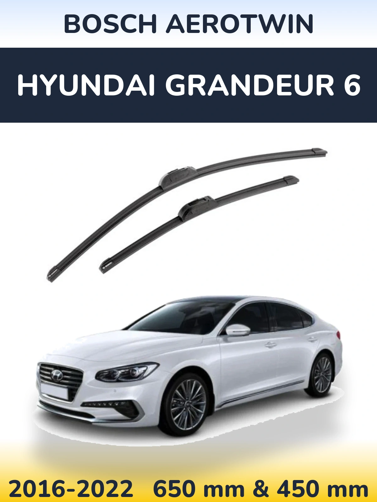Komplet przednich wycieraczek BOSCH AeroTwin 650 & 450 mm do Hyundai Grandeur 6 2016-2022