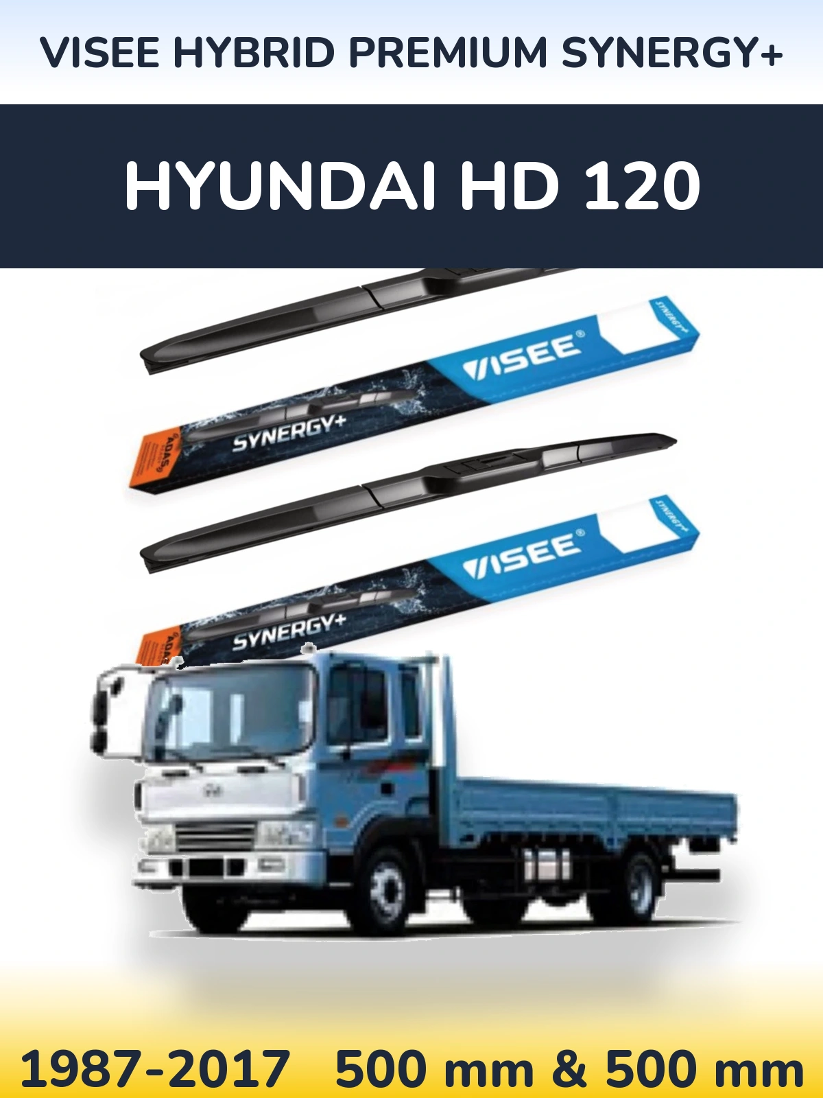 Комплект передних дворников VISEE HYBRID PREMIUM SYNERGY+ 500 & 500 мм для Hyundai HD 120 1987-2017