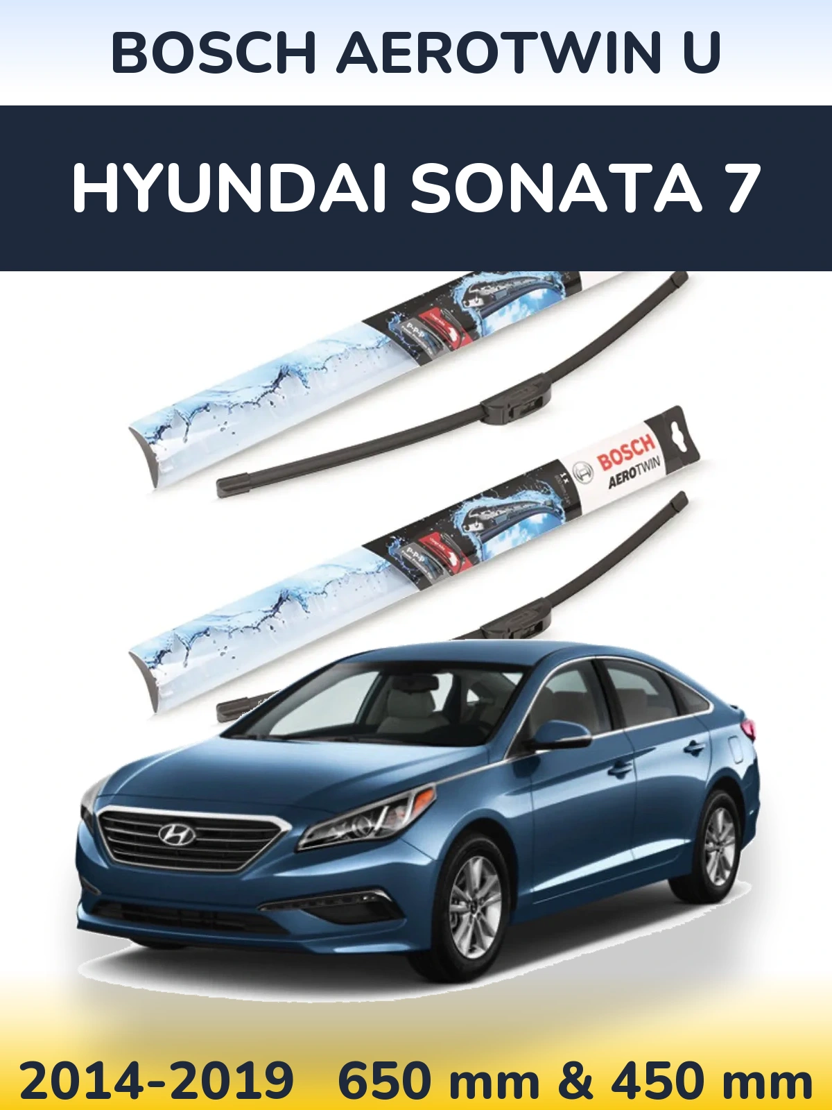 Komplet przednich wycieraczek BOSCH AeroTwin U 650 & 450 mm do Hyundai Sonata 7 2014-2019