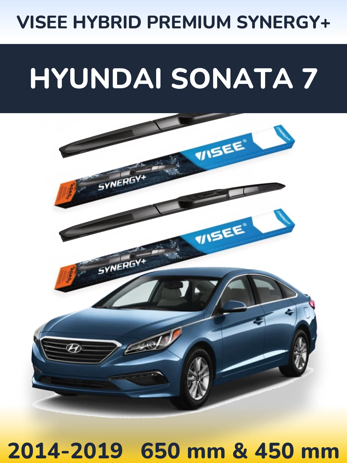 Комплект передних дворников VISEE HYBRID PREMIUM SYNERGY+ 650 & 450 мм для Hyundai Sonata 7 2014-2019