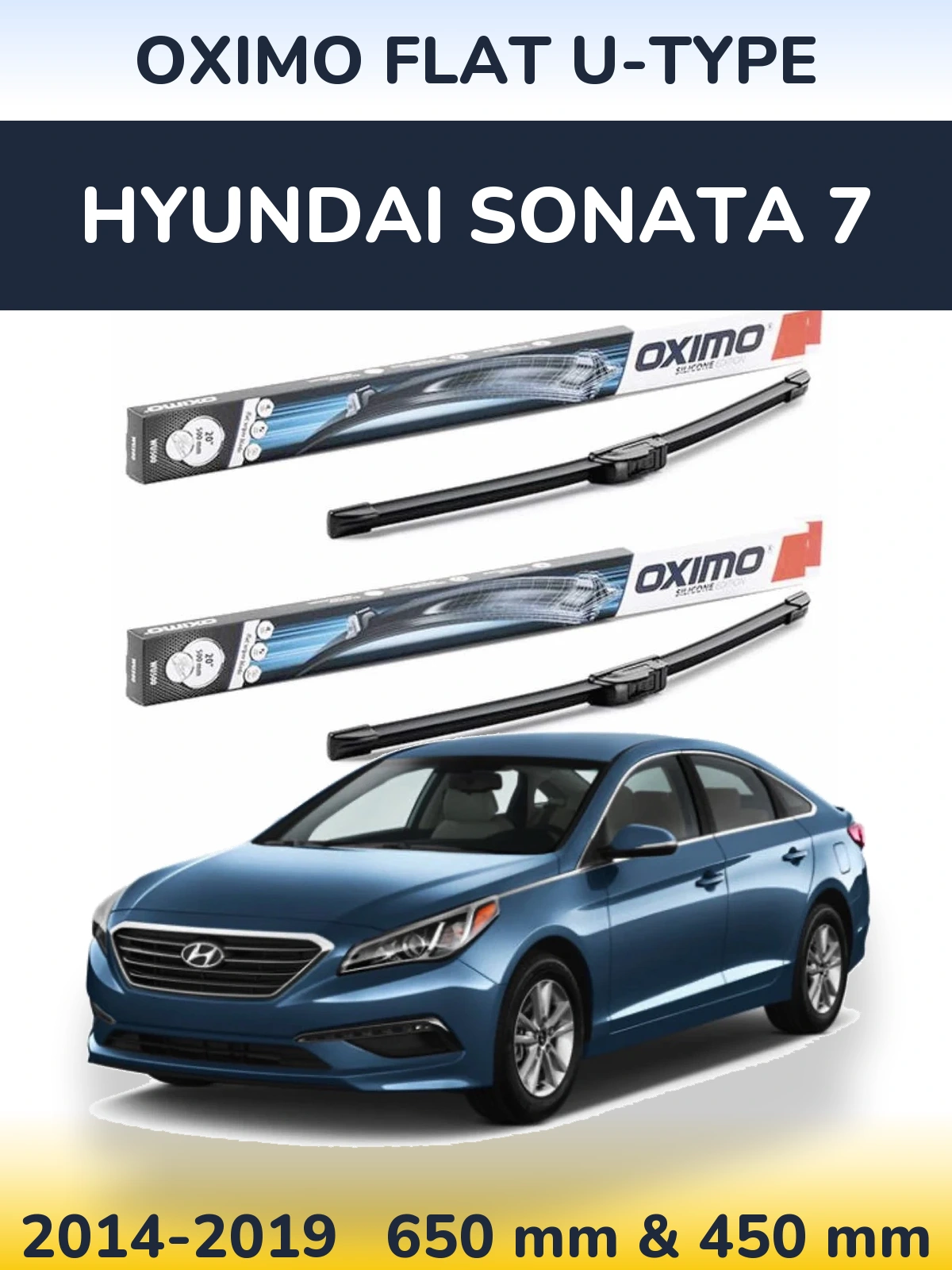 Komplet przednich wycieraczek Oximo Flat U-type 650 & 450 mm do Hyundai Sonata 7 2014-2019