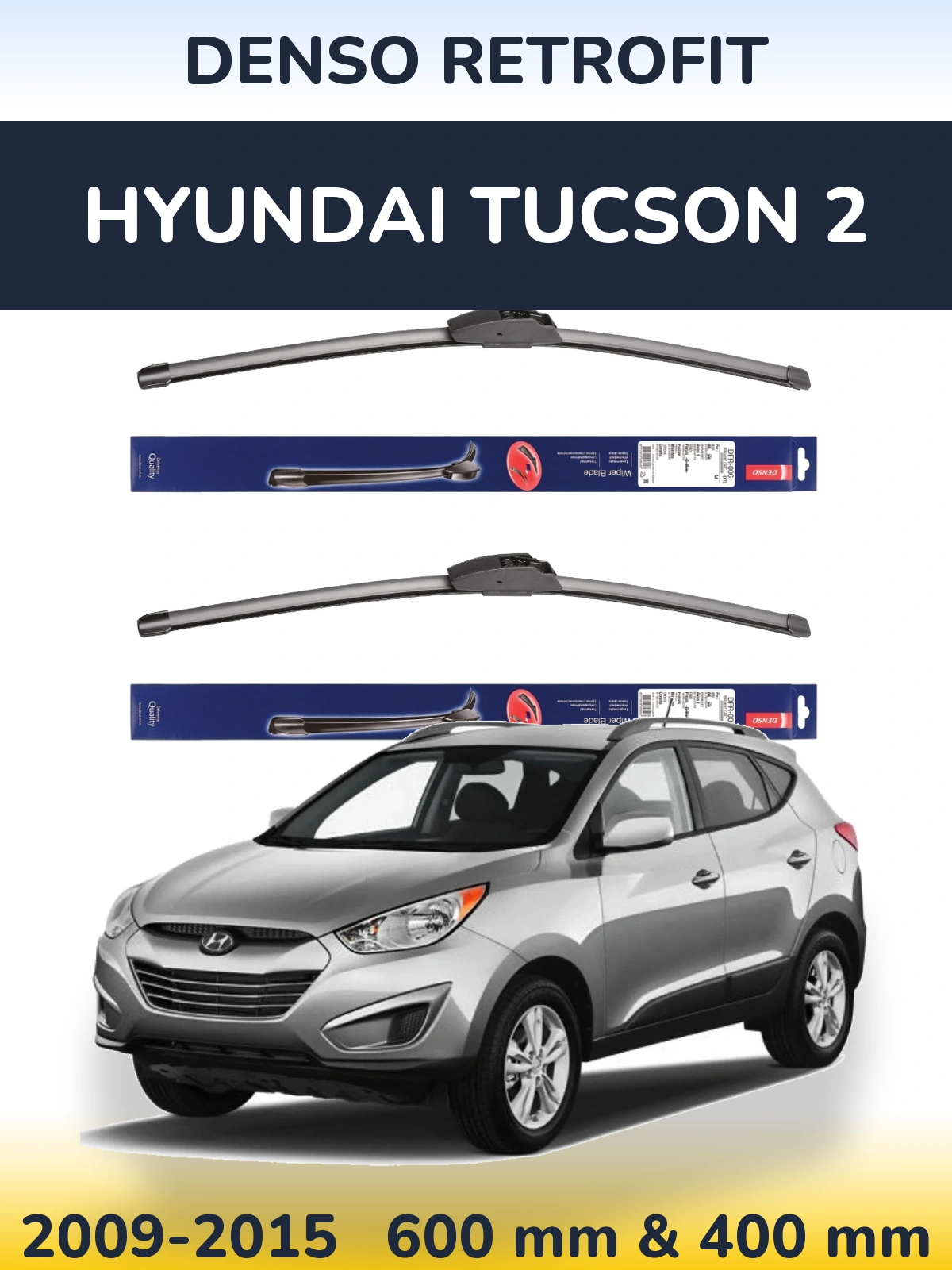 Komplet przednich wycieraczek Denso Retrofit 600 & 400 mm do Hyundai Tucson 2 2009-2015