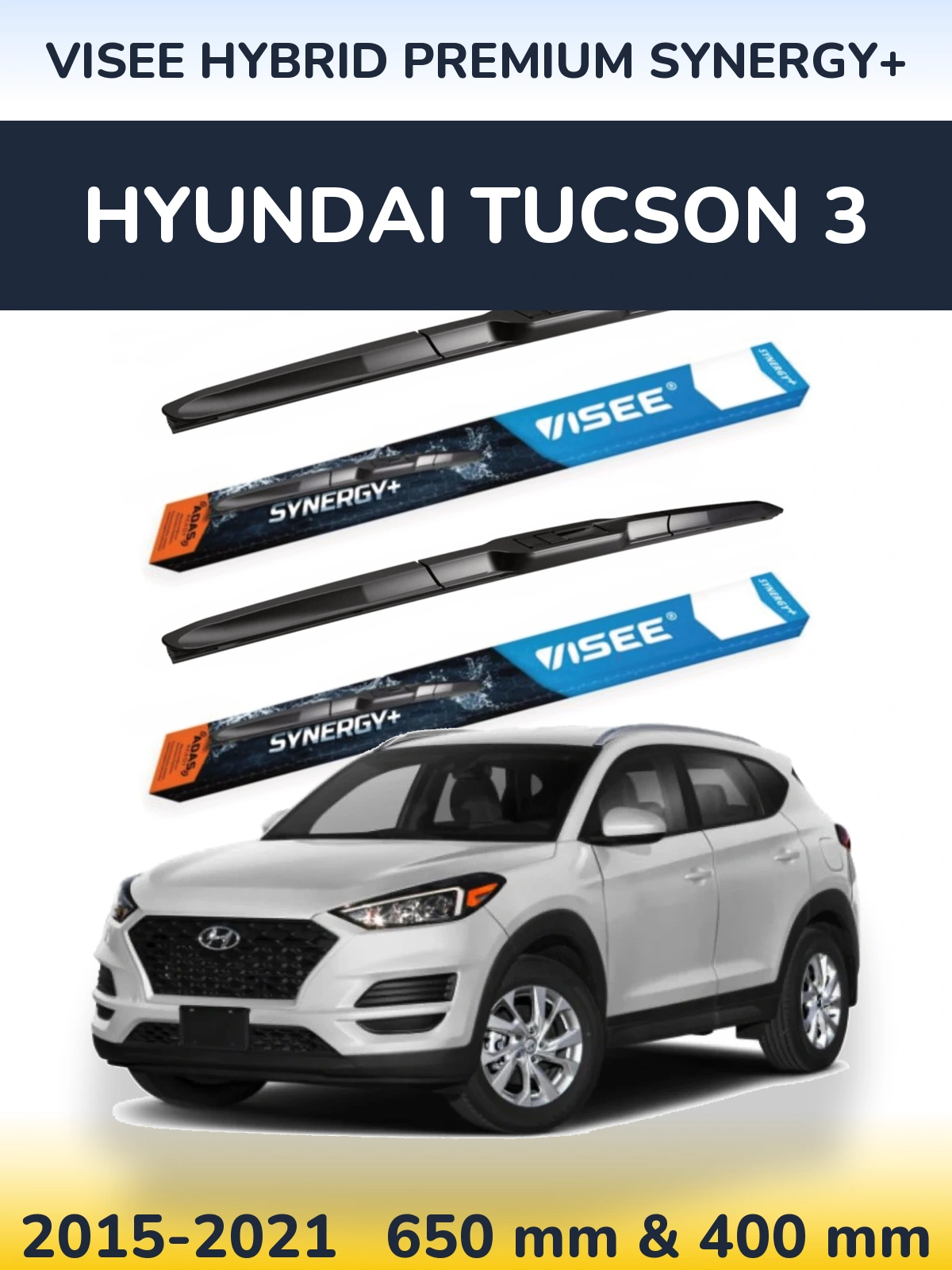 Komplet przednich wycieraczek VISEE HYBRID PREMIUM SYNERGY+ 650 & 400 mm do Hyundai Tucson 3 2015-2021