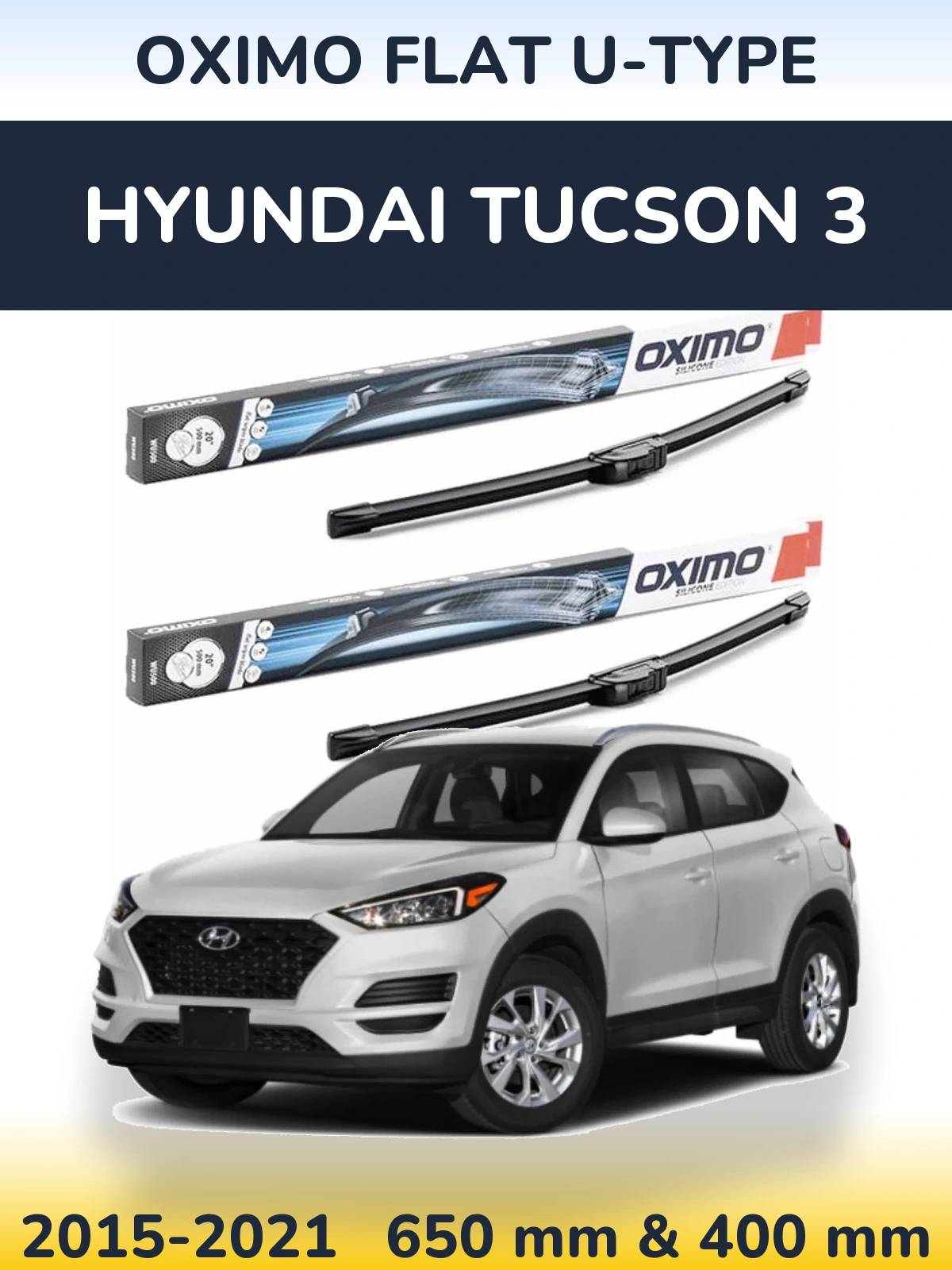 Komplet przednich wycieraczek Oximo Flat U-type 650 & 400 mm do Hyundai Tucson 3 2015-2021
