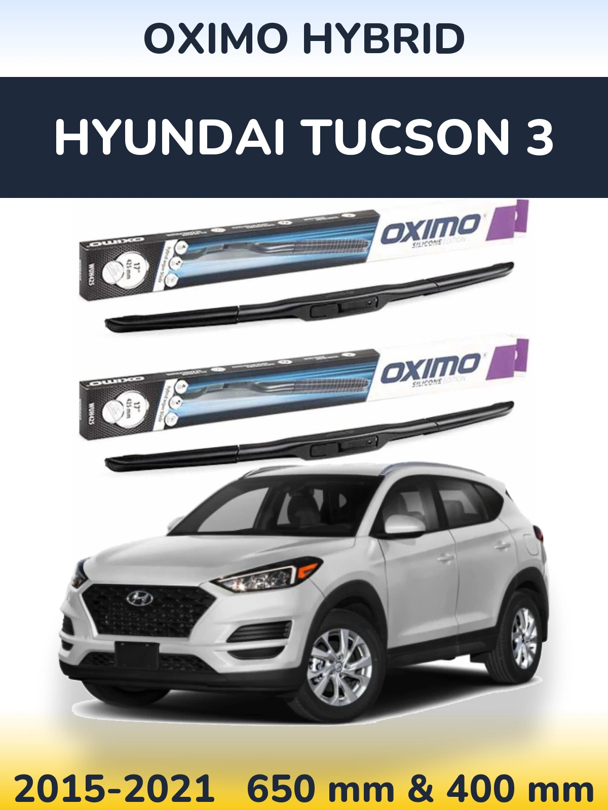 Komplet przednich wycieraczek Oximo Hybrid 650 & 400 mm do Hyundai Tucson 3 2015-2021