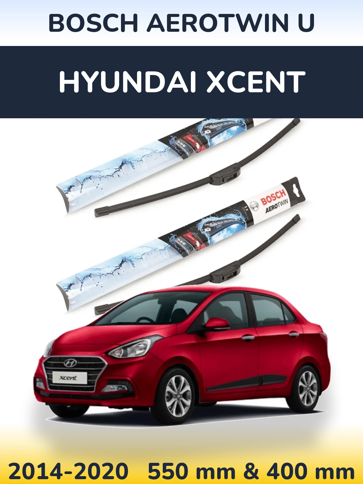 Komplet przednich wycieraczek BOSCH AeroTwin U 550 & 400 mm do Hyundai Xcent 2014-2020