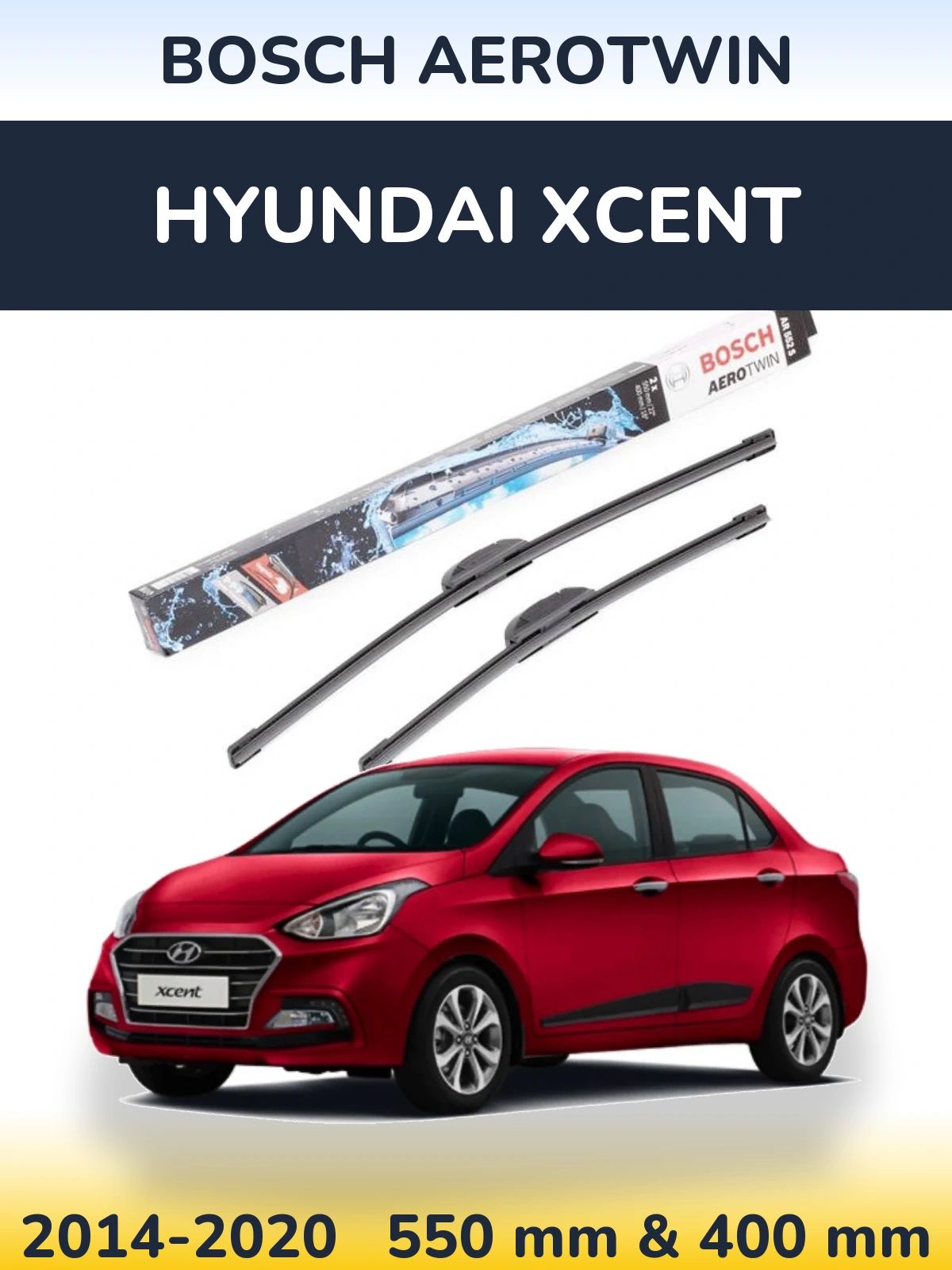 Komplet przednich wycieraczek BOSCH AeroTwin 550 & 400 mm do Hyundai Xcent 2014-2020