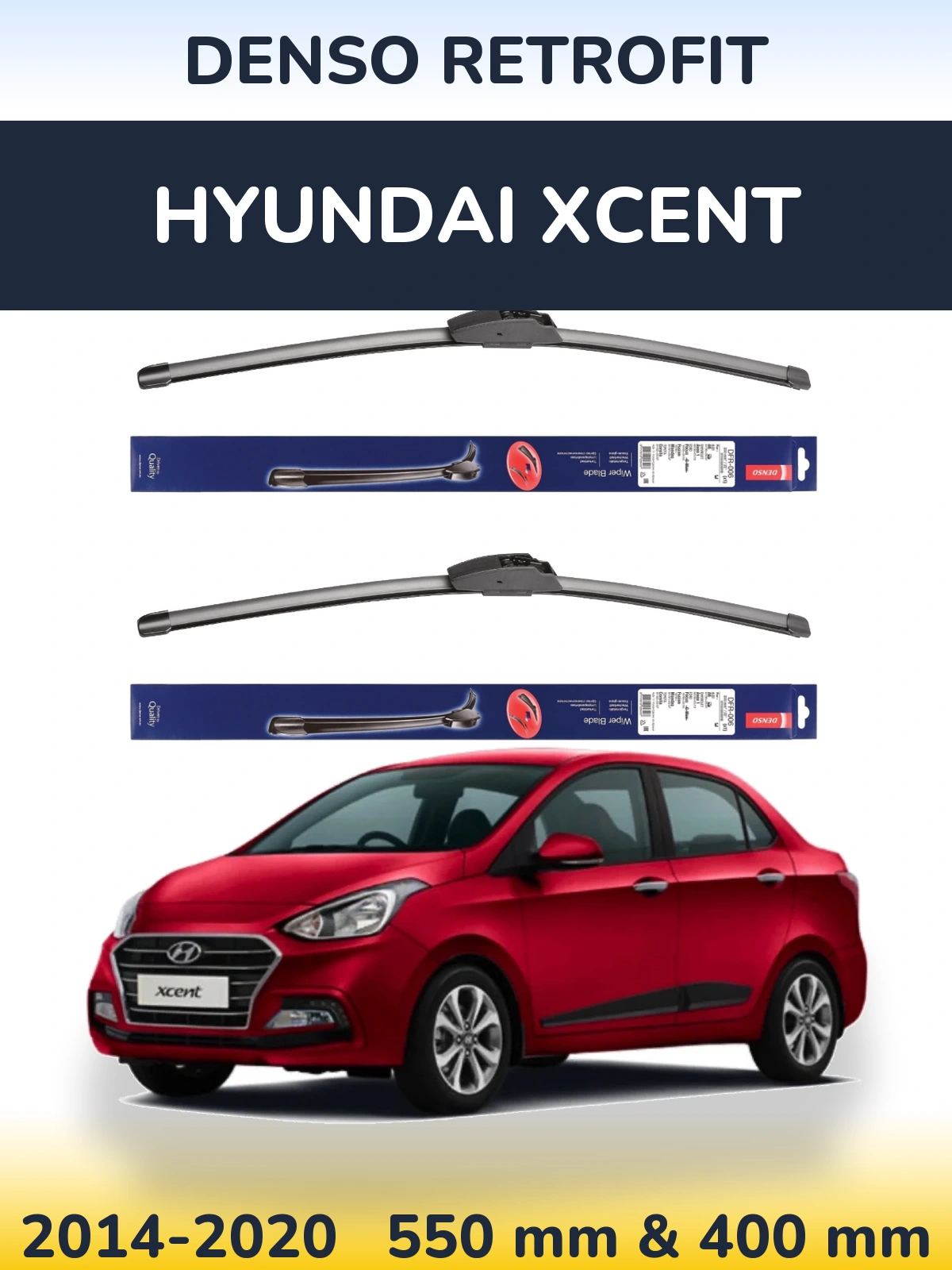 Комплект передніх щіток Denso Retrofit 550 & 400 мм для Hyundai Xcent 2014-2020