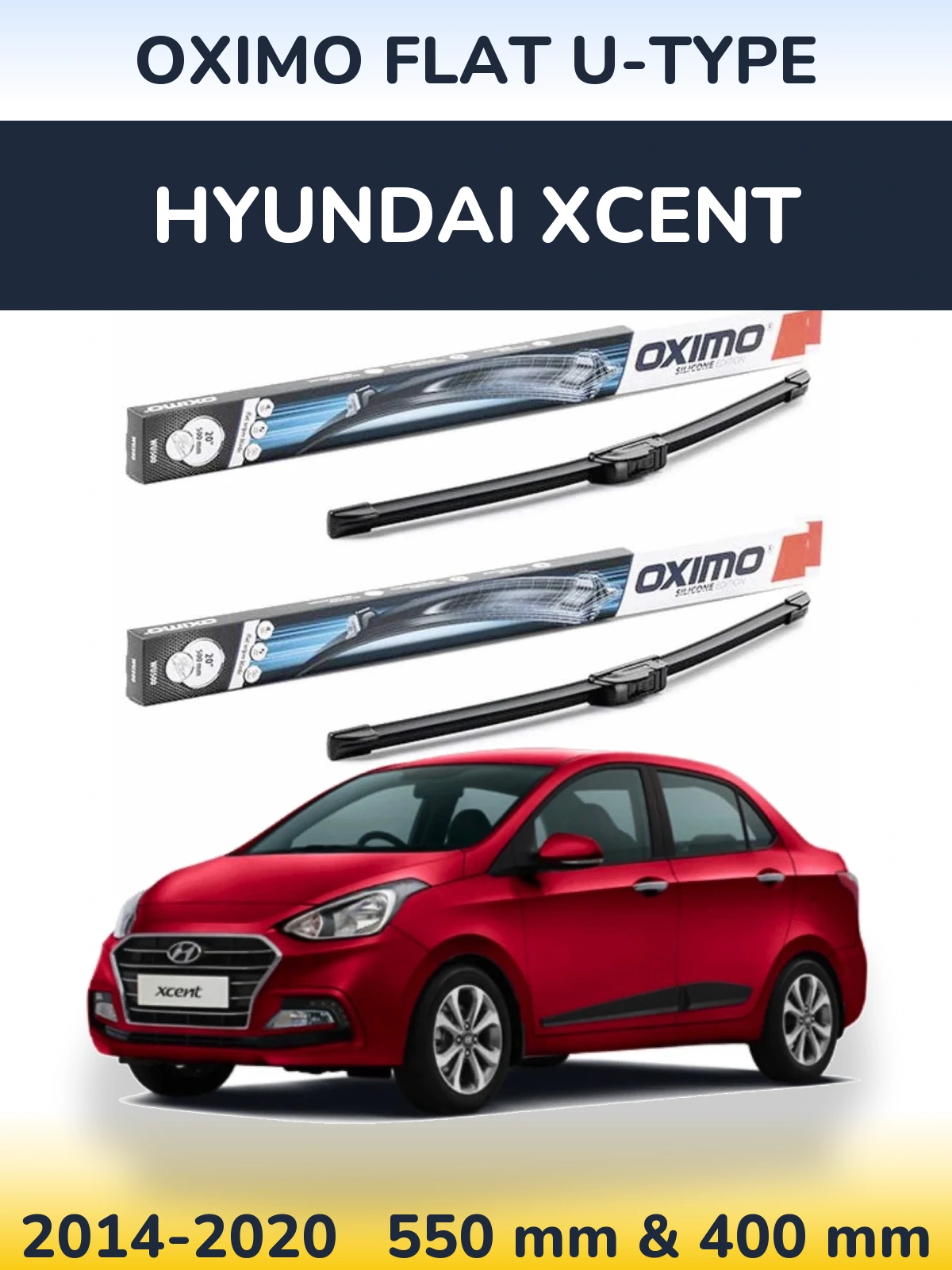 Komplet przednich wycieraczek Oximo Flat U-type 550 & 400 mm do Hyundai Xcent 2014-2020