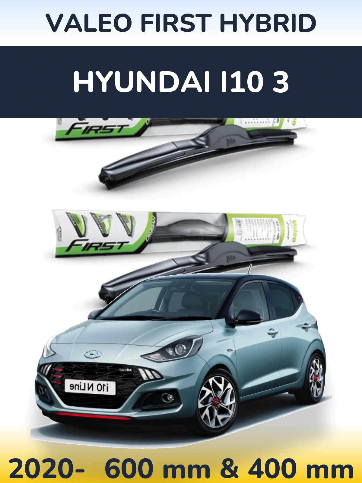 Komplet przednich wycieraczek Valeo First Hybrid 600 & 400 mm do Hyundai i10 3 2020-2026