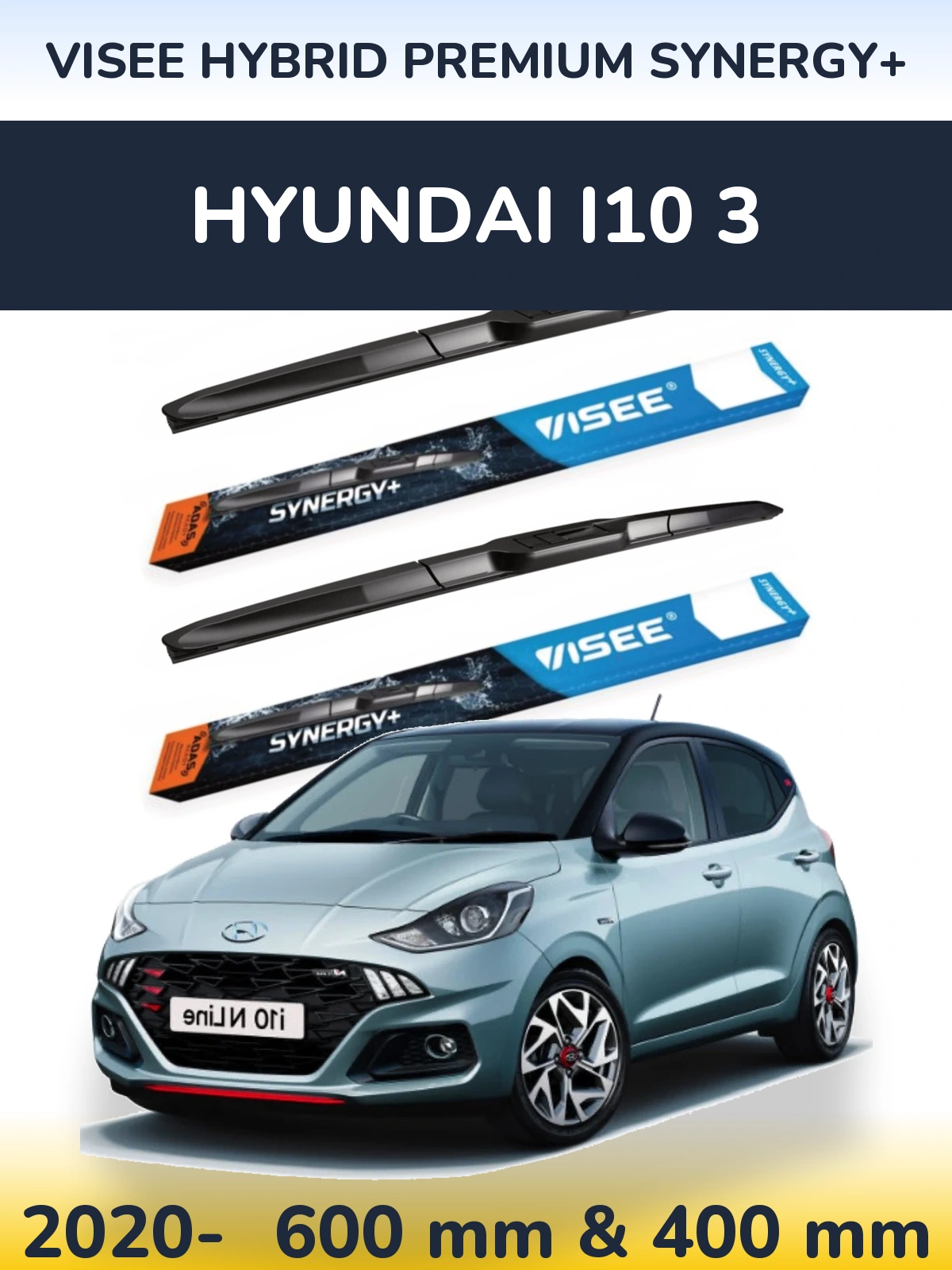 Комплект передних дворников VISEE HYBRID PREMIUM SYNERGY+ 600 & 400 мм для Hyundai i10 3 2020-2026