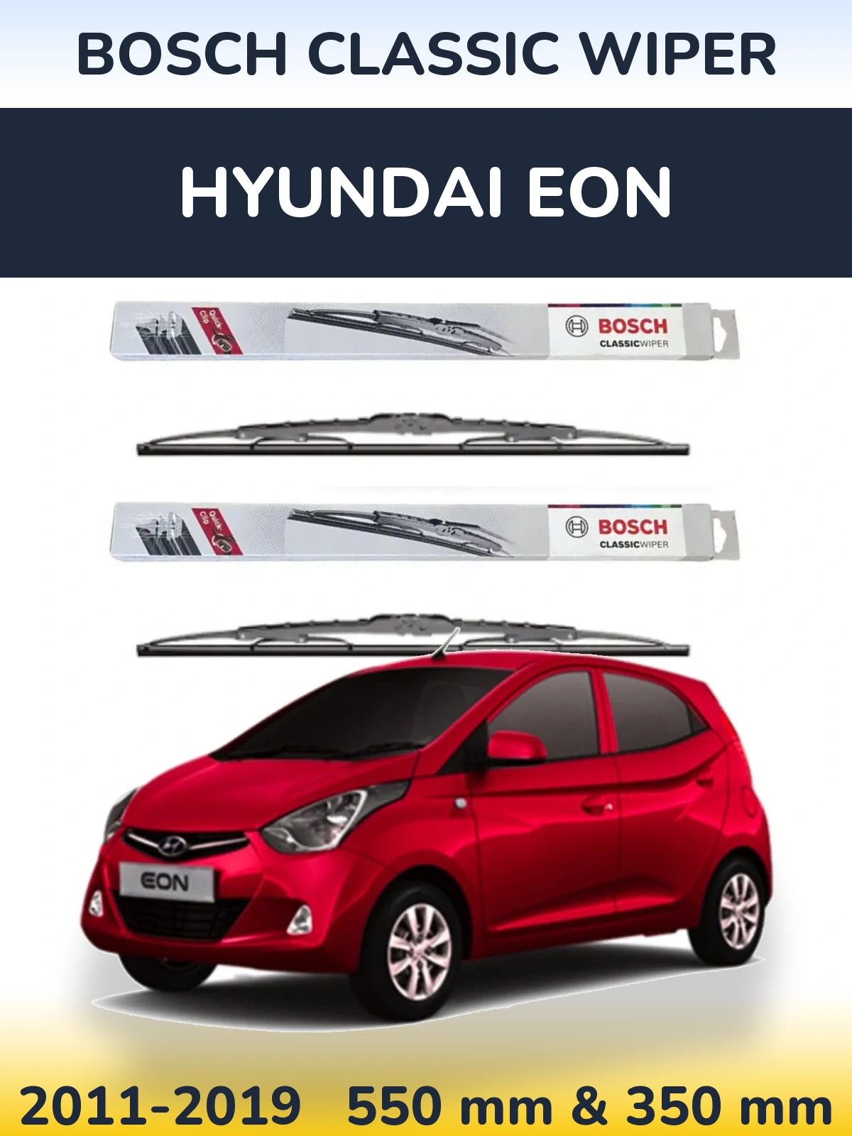 Комплект передних дворников BOSCH Classic Wiper 550 & 340 мм для Hyundai EON 2011-2019