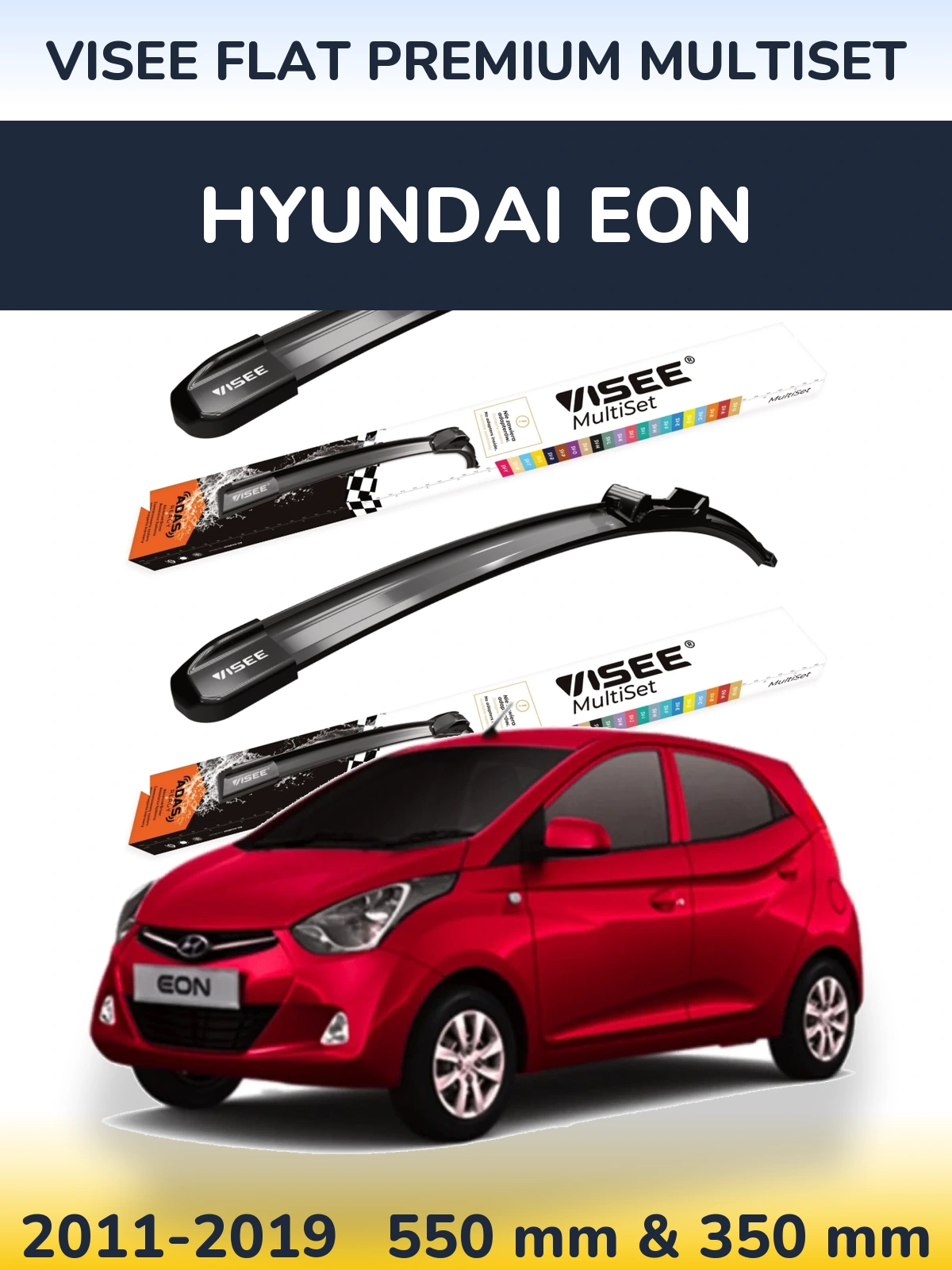 Komplet przednich wycieraczek VISEE FLAT PREMIUM MultiSet 550 & 350 mm do Hyundai EON 2011-2019