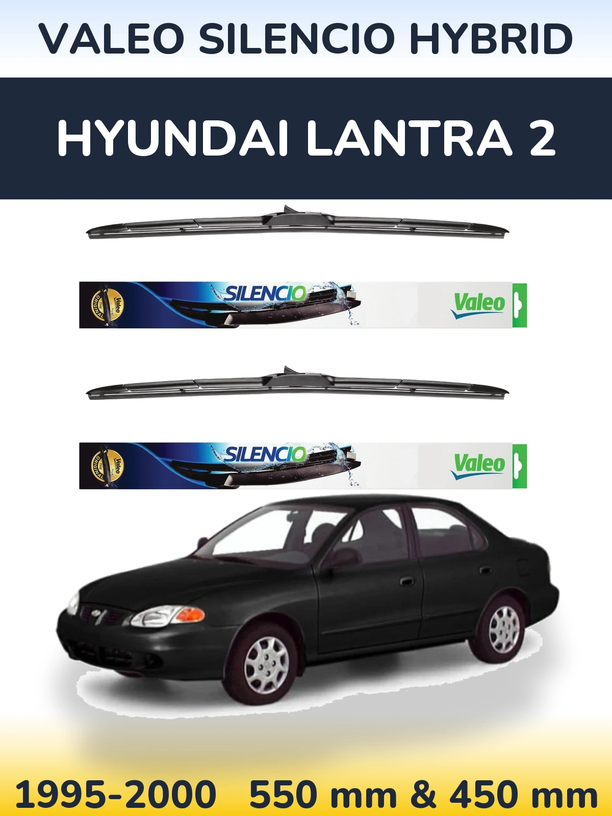 Комплект передних дворников Valeo Silencio Hybrid 550 & 450 мм для Hyundai Lantra 2 1995-2000