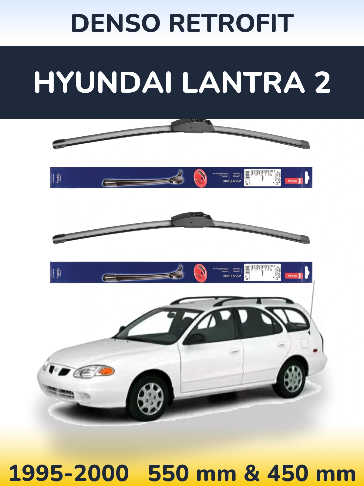 Komplet przednich wycieraczek Denso Retrofit 550 & 450 mm do Hyundai Lantra 2 1995-2000