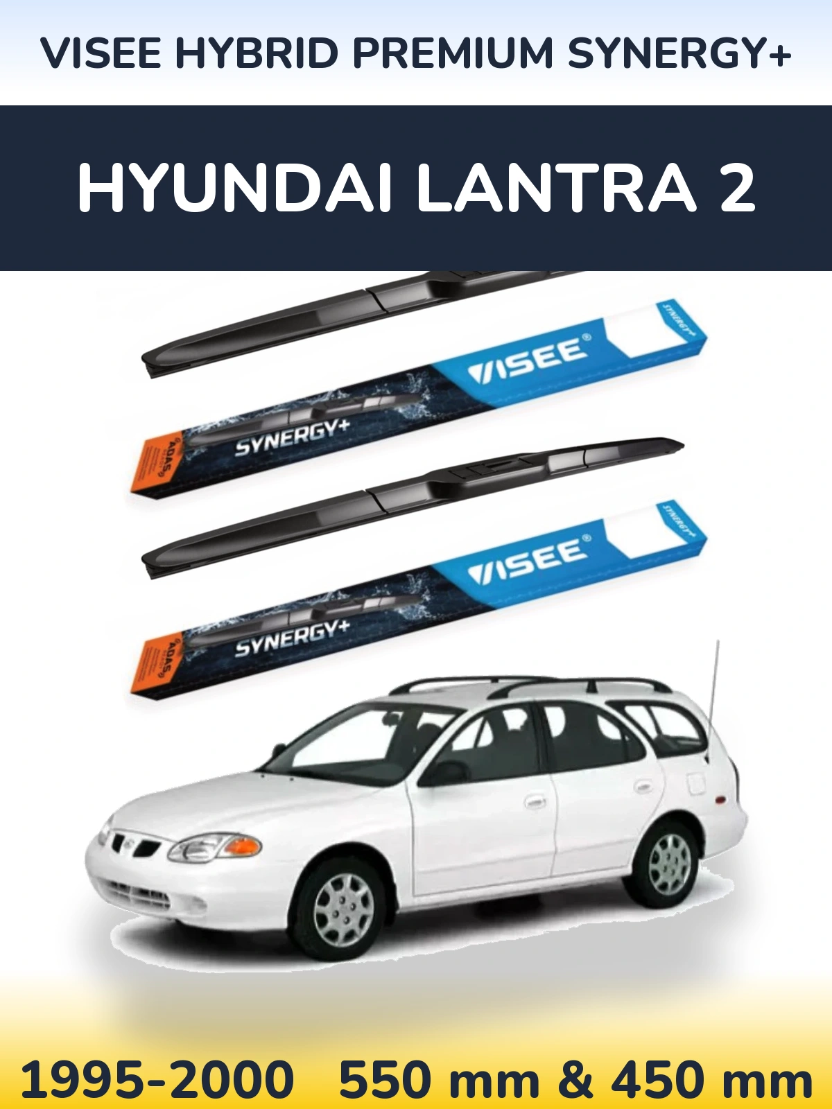 Komplet przednich wycieraczek VISEE HYBRID PREMIUM SYNERGY+ 550 & 450 mm do Hyundai Lantra 2 1995-2000