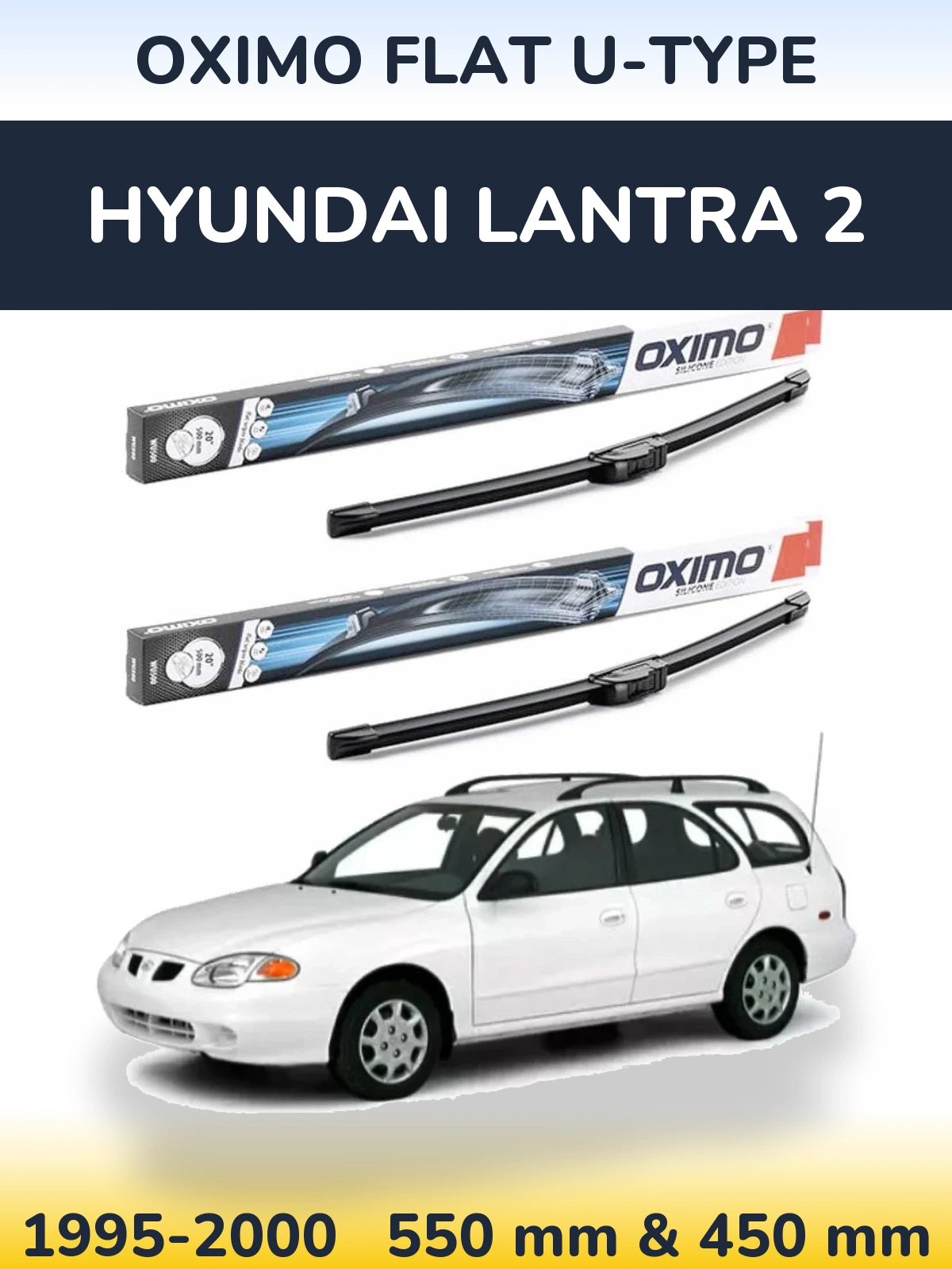 Komplet przednich wycieraczek Oximo Flat U-type 550 & 450 mm do Hyundai Lantra 2 1995-2000
