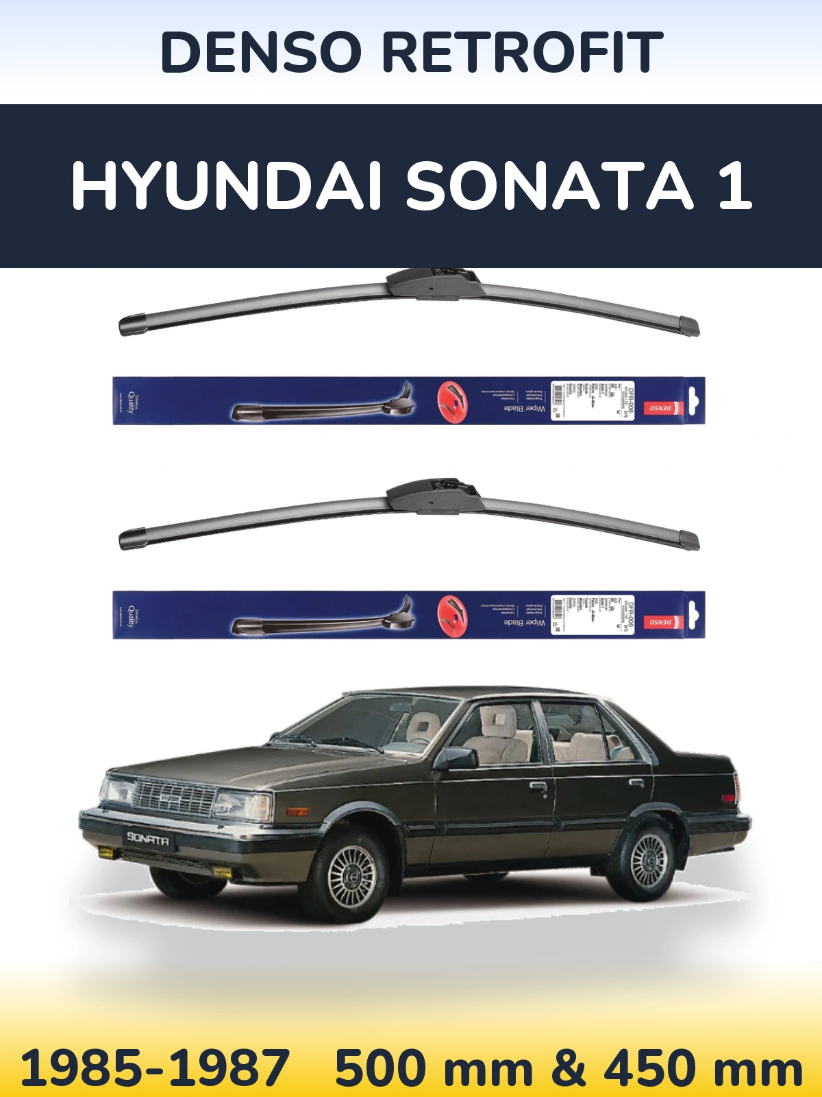 Komplet przednich wycieraczek Denso Retrofit 500 & 450 mm do Hyundai Sonata 1 1985-1987