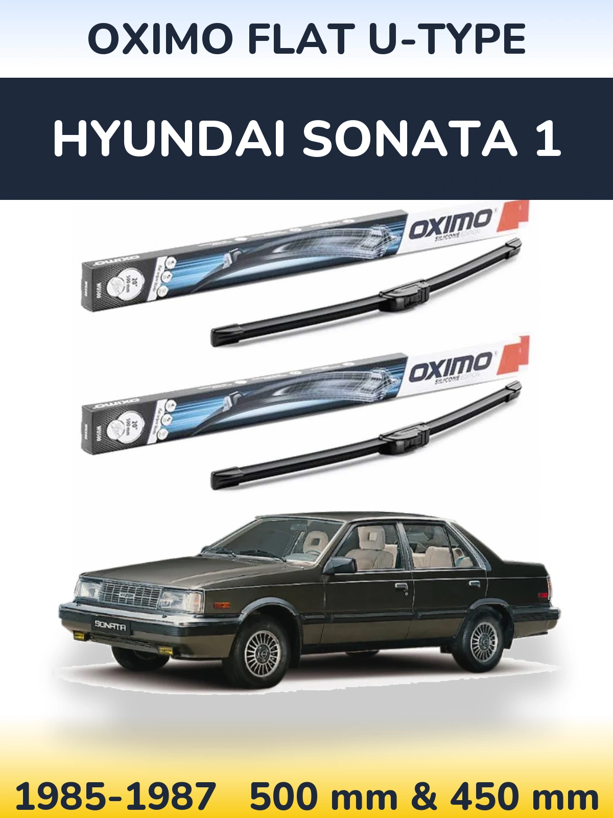 Комплект передних дворников Oximo Flat U-type 500 & 450 мм для Hyundai Sonata 1 1985-1987