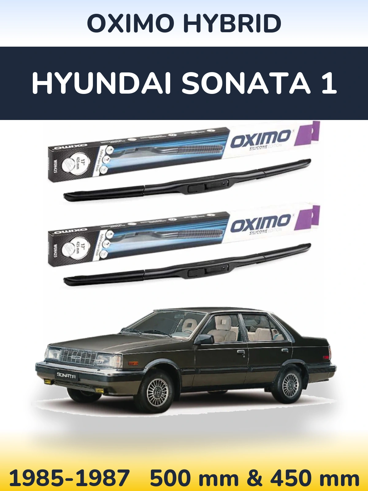 Комплект передних дворников Oximo Hybrid 500 & 450 мм для Hyundai Sonata 1 1985-1987