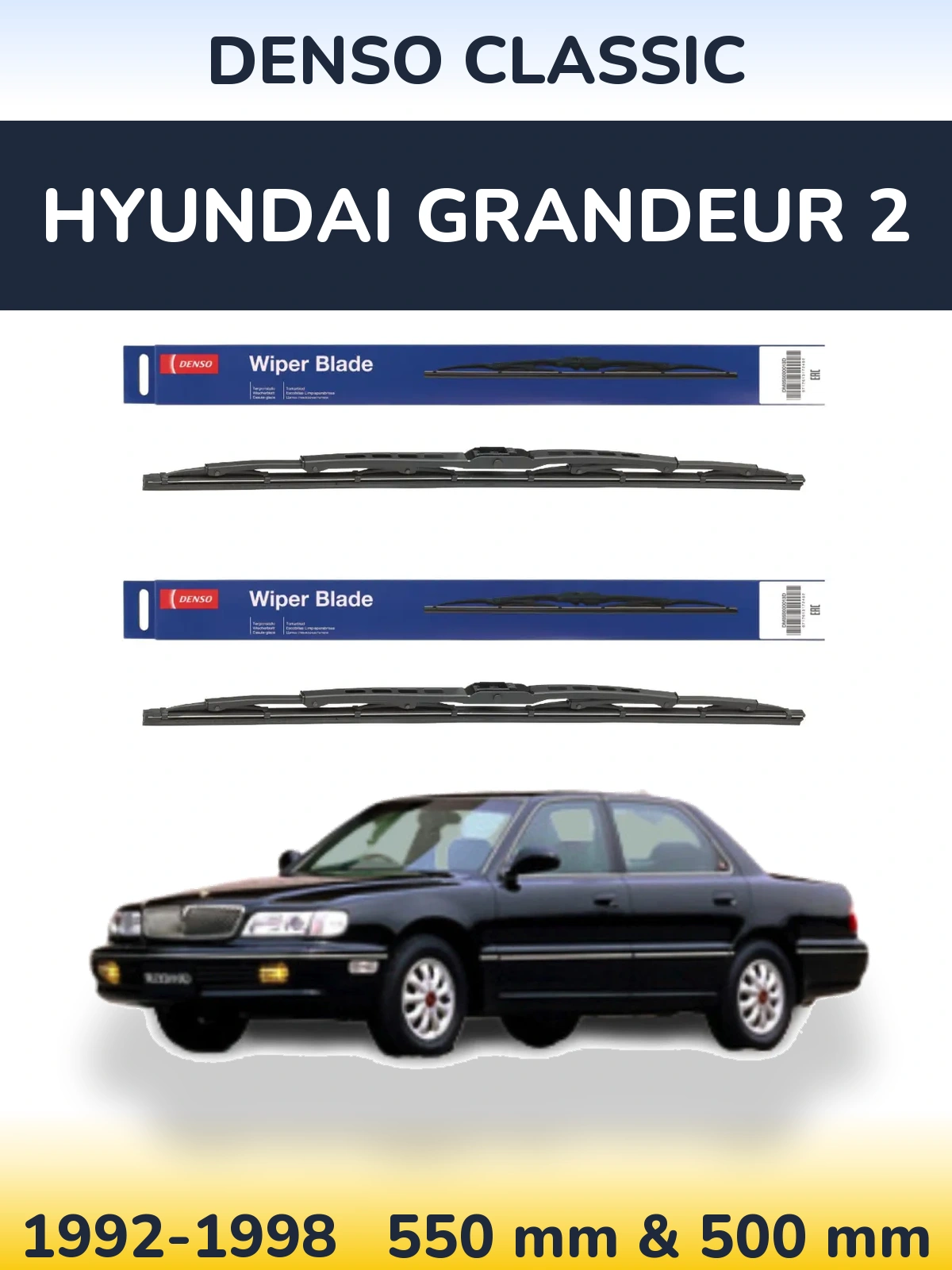 Komplet przednich wycieraczek Denso Classic 550 & 500 mm do Hyundai Grandeur 2 1992-1998