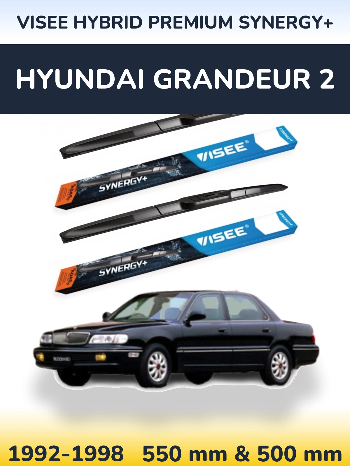 Komplet przednich wycieraczek VISEE HYBRID PREMIUM SYNERGY+ 550 & 500 mm do Hyundai Grandeur 2 1992-1998