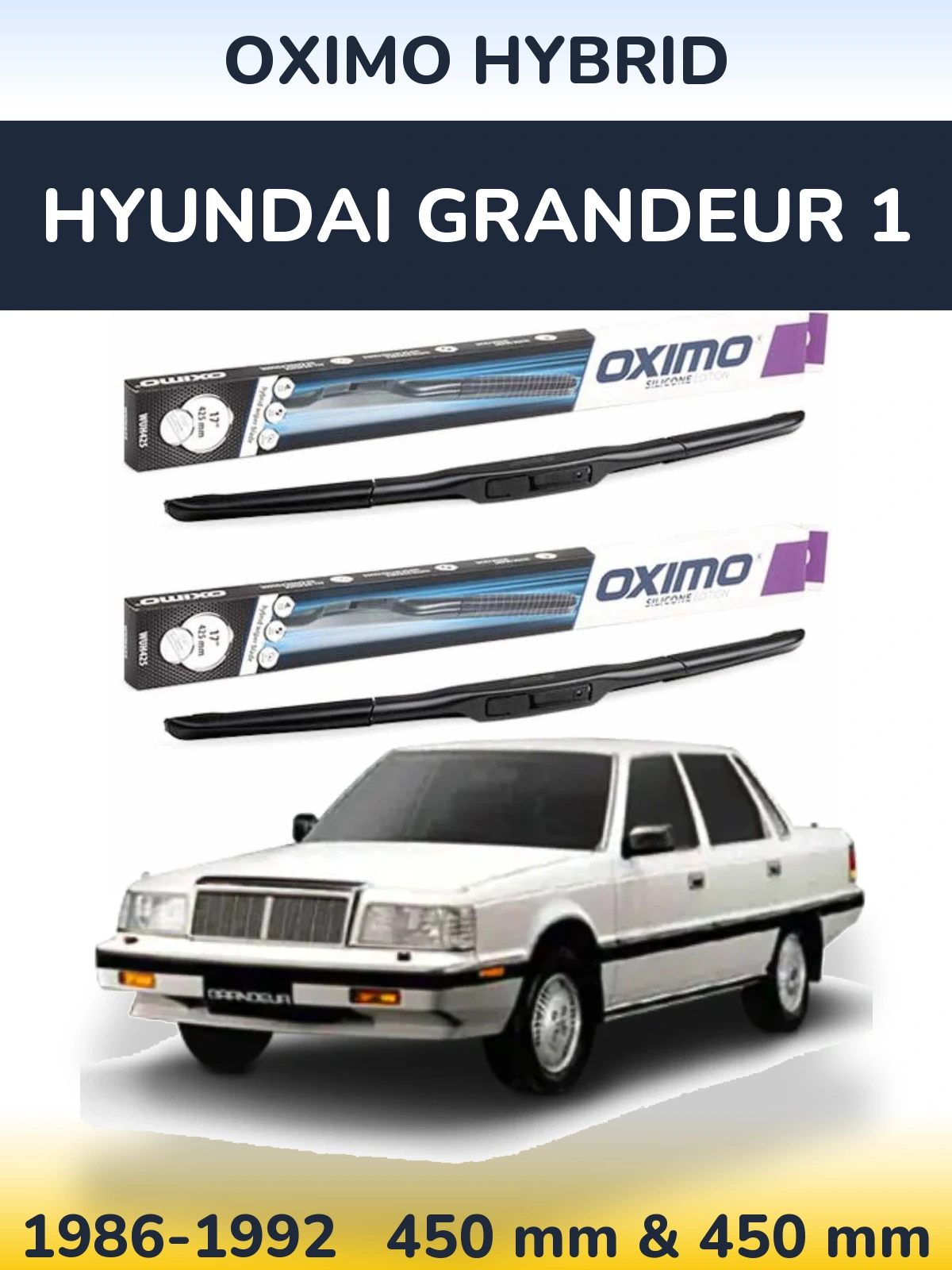 Комплект передних дворников Oximo Hybrid 450 & 450 мм для Hyundai Grandeur 1 1986-1992