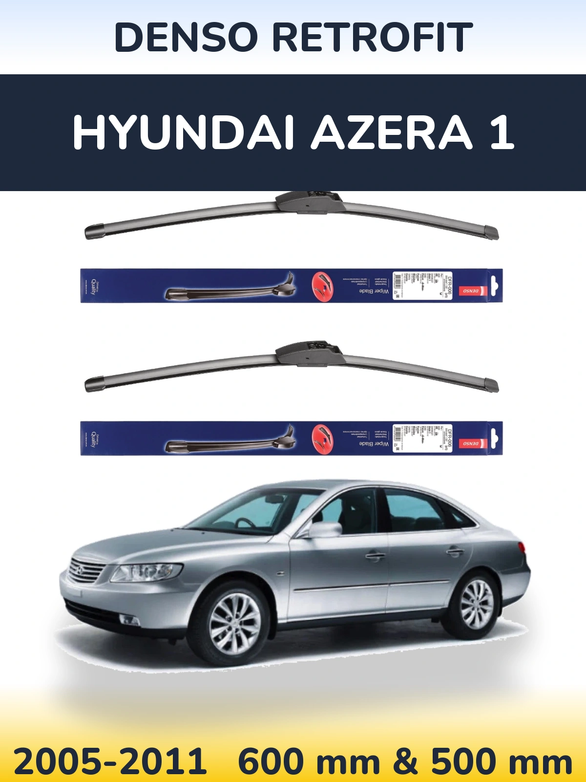 Комплект передних дворников Denso Retrofit 600 & 500 мм для Hyundai Azera 1 2005-2011