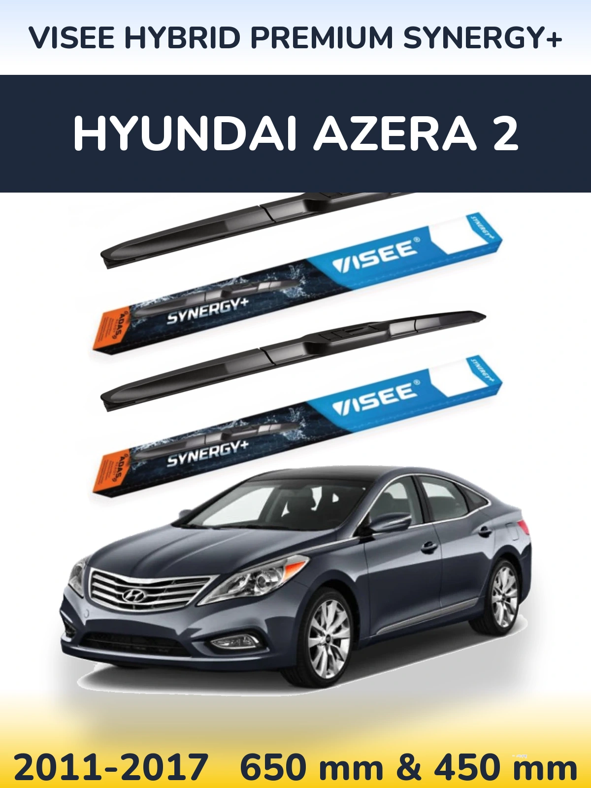 Komplet przednich wycieraczek VISEE HYBRID PREMIUM SYNERGY+ 650 & 450 mm do Hyundai Azera 2 2011-2017