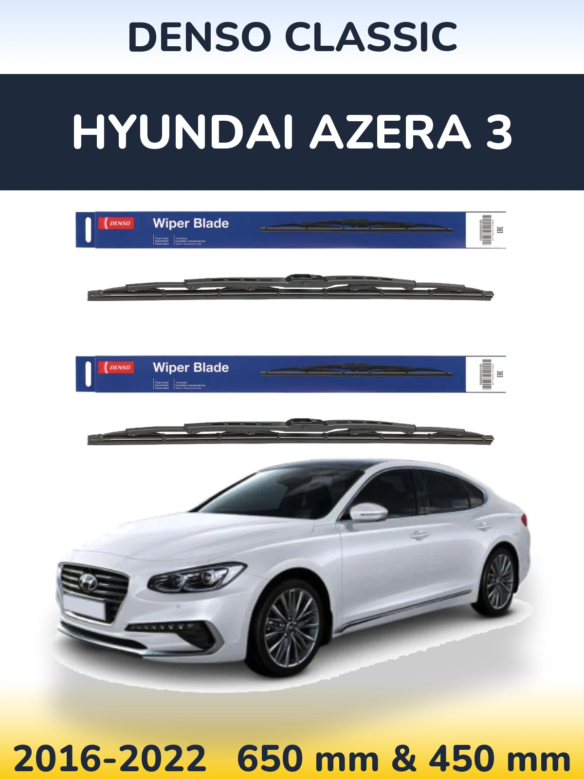 Komplet przednich wycieraczek Denso Classic 650 & 450 mm do Hyundai Azera 3 2016-2022
