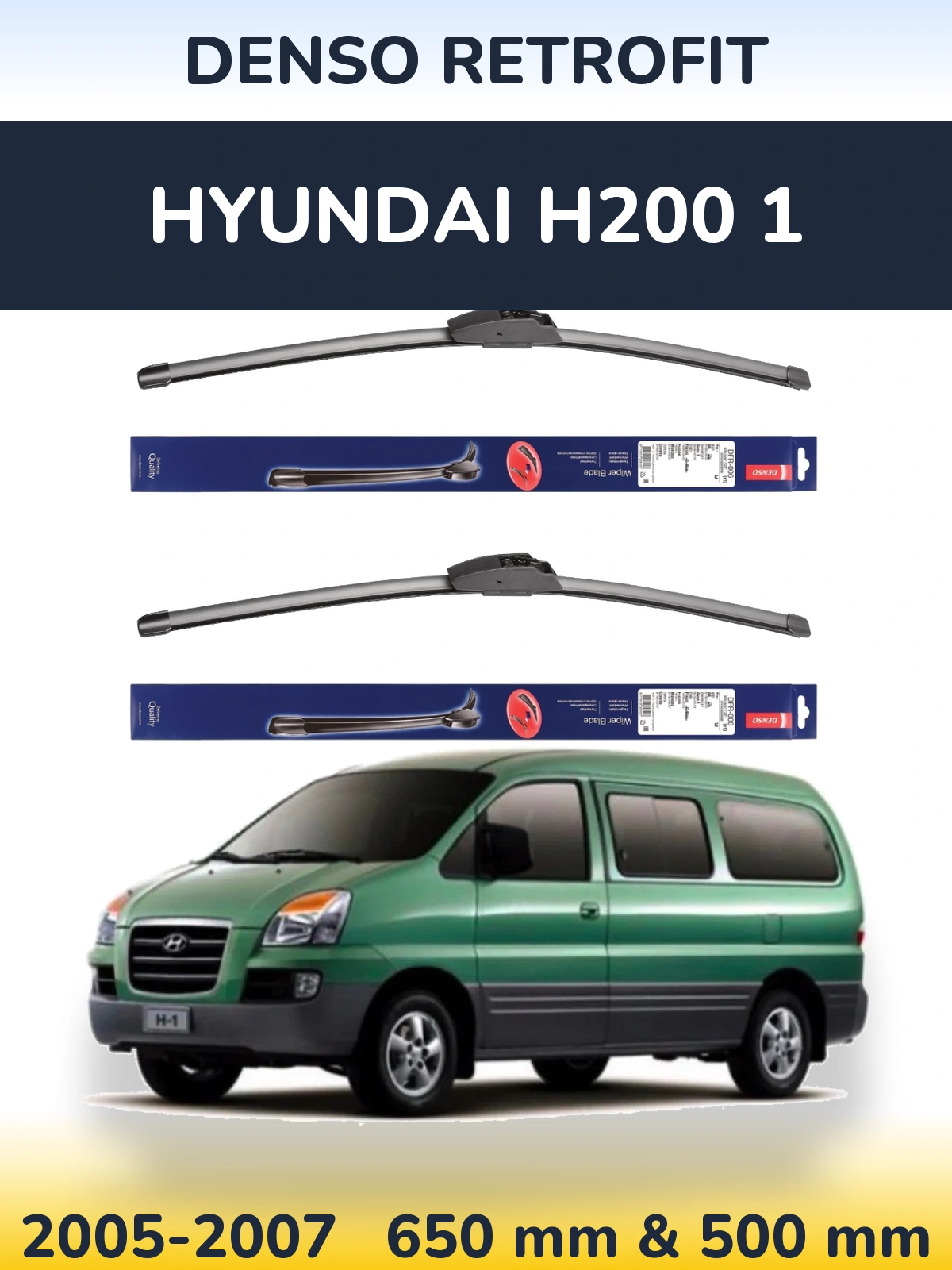 Комплект передних дворников Denso Retrofit 650 & 500 мм для Hyundai H200 1 2005-2007